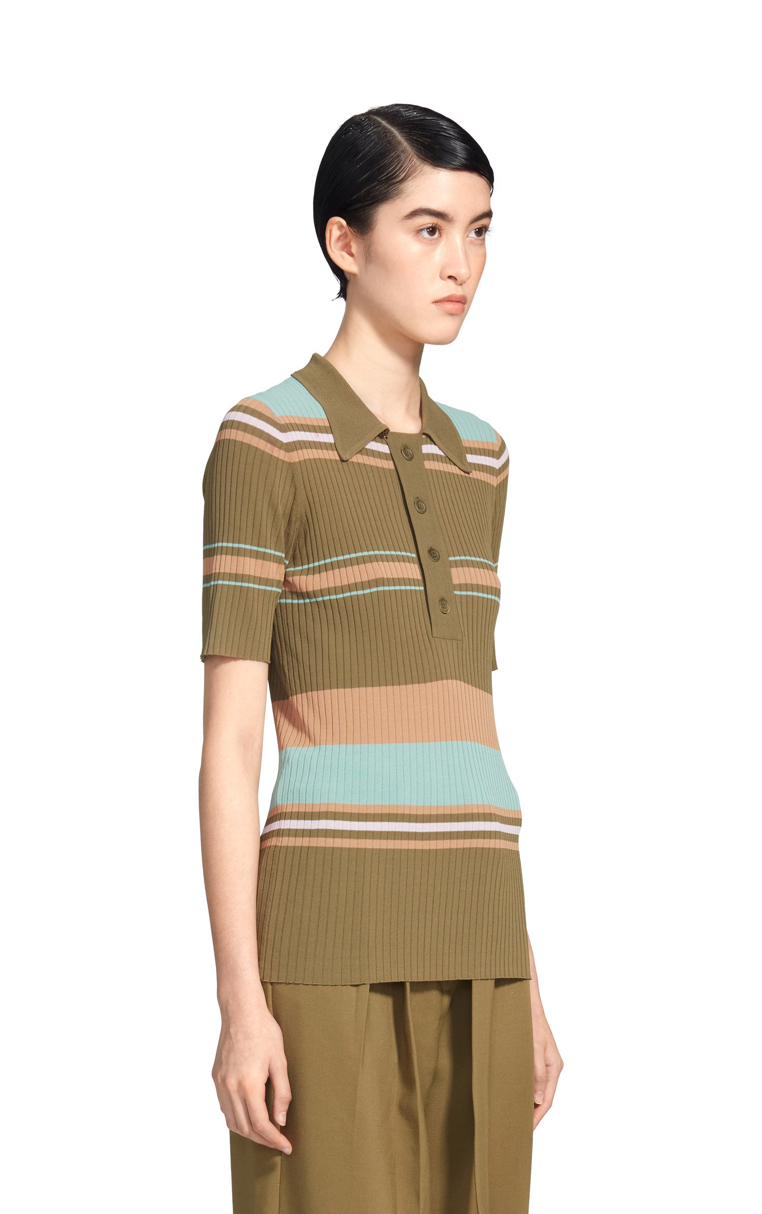 Rory Crepe Collared Short Sleeve Sweater