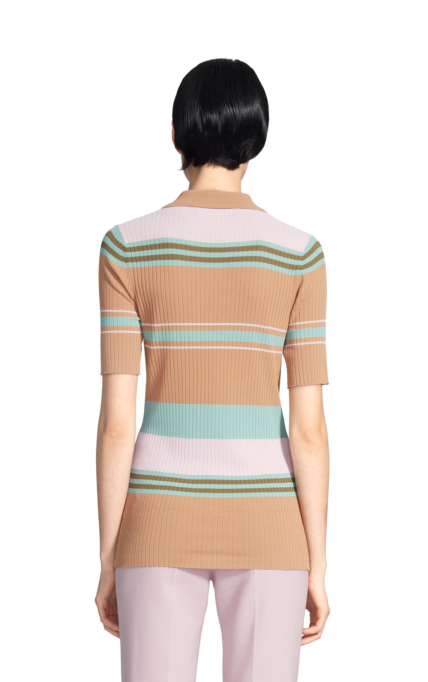 Rory Crepe Collared Short Sleeve Sweater