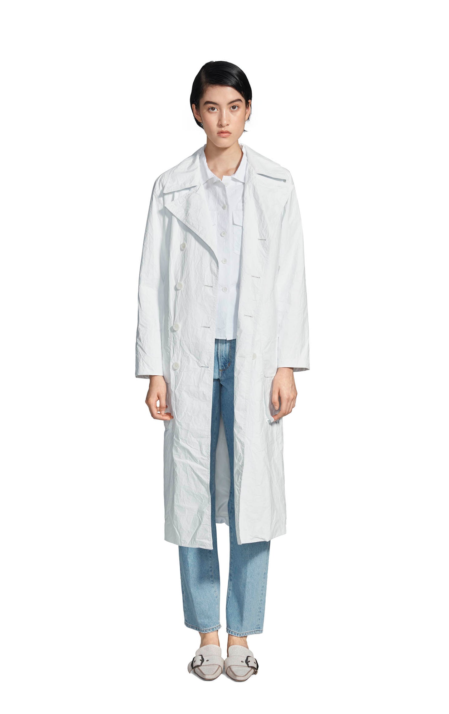Nisa Matte Coated Trench Coat