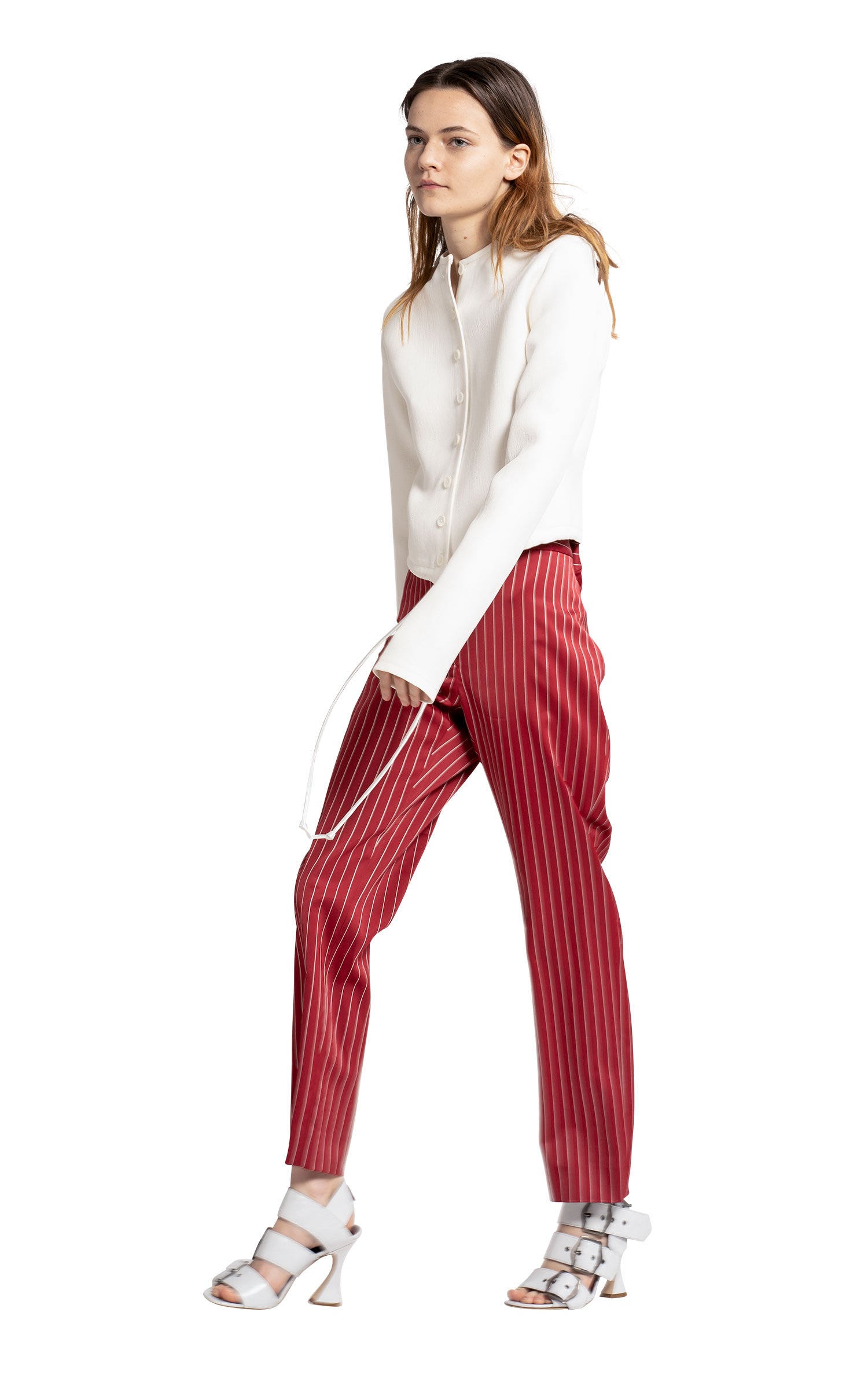 Flor Crepe Double Face Crop Button Top