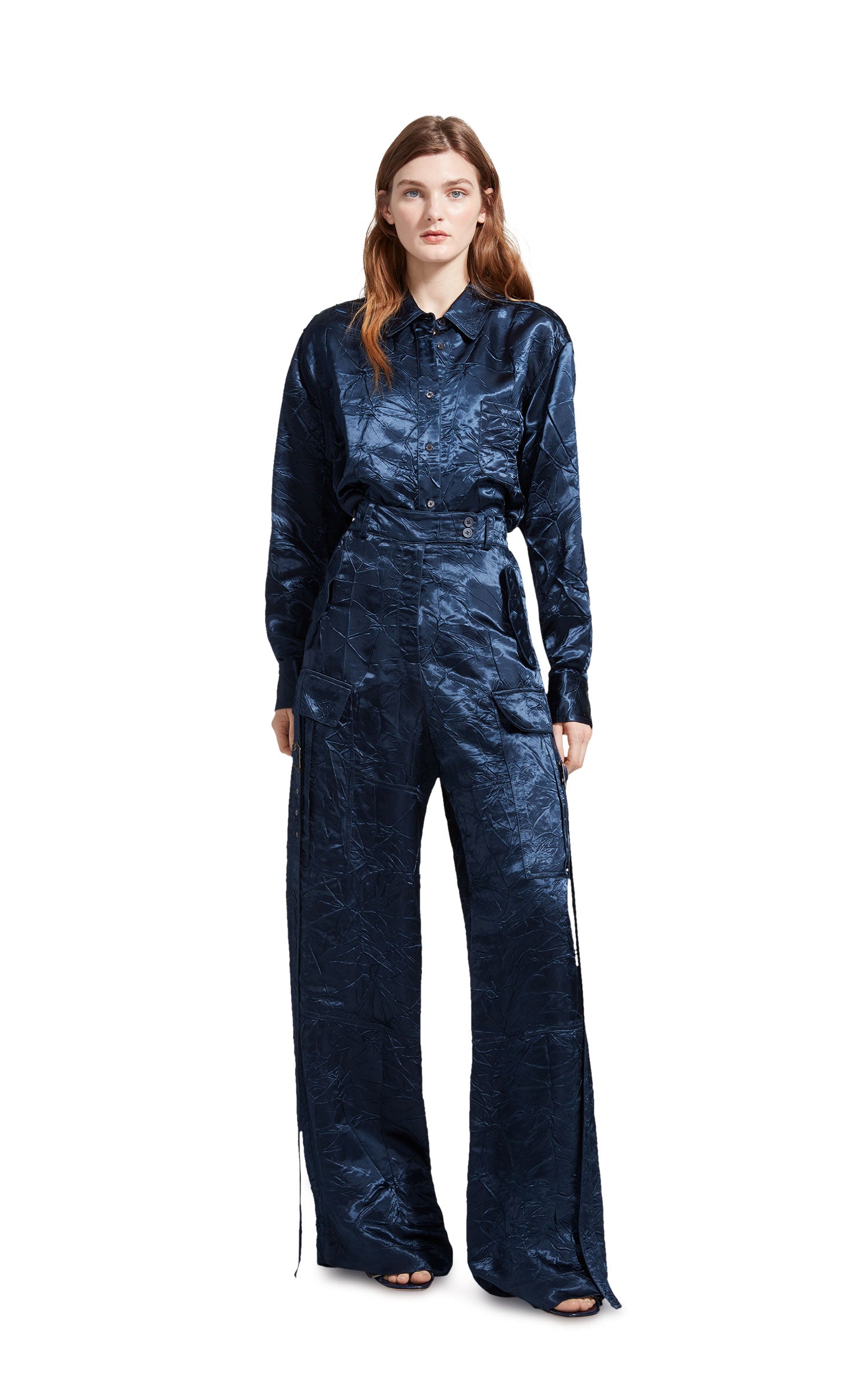 Sammie Crinkled Satin Cargo Pant