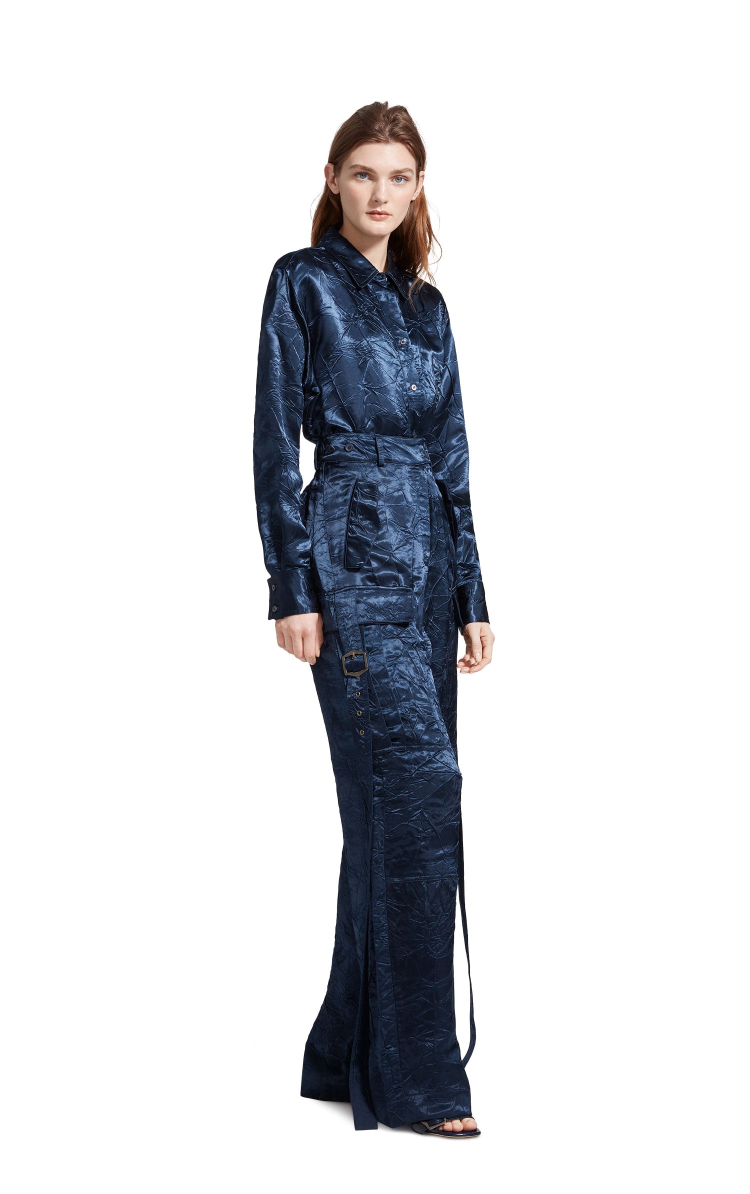 Sammie Crinkled Satin Cargo Pant