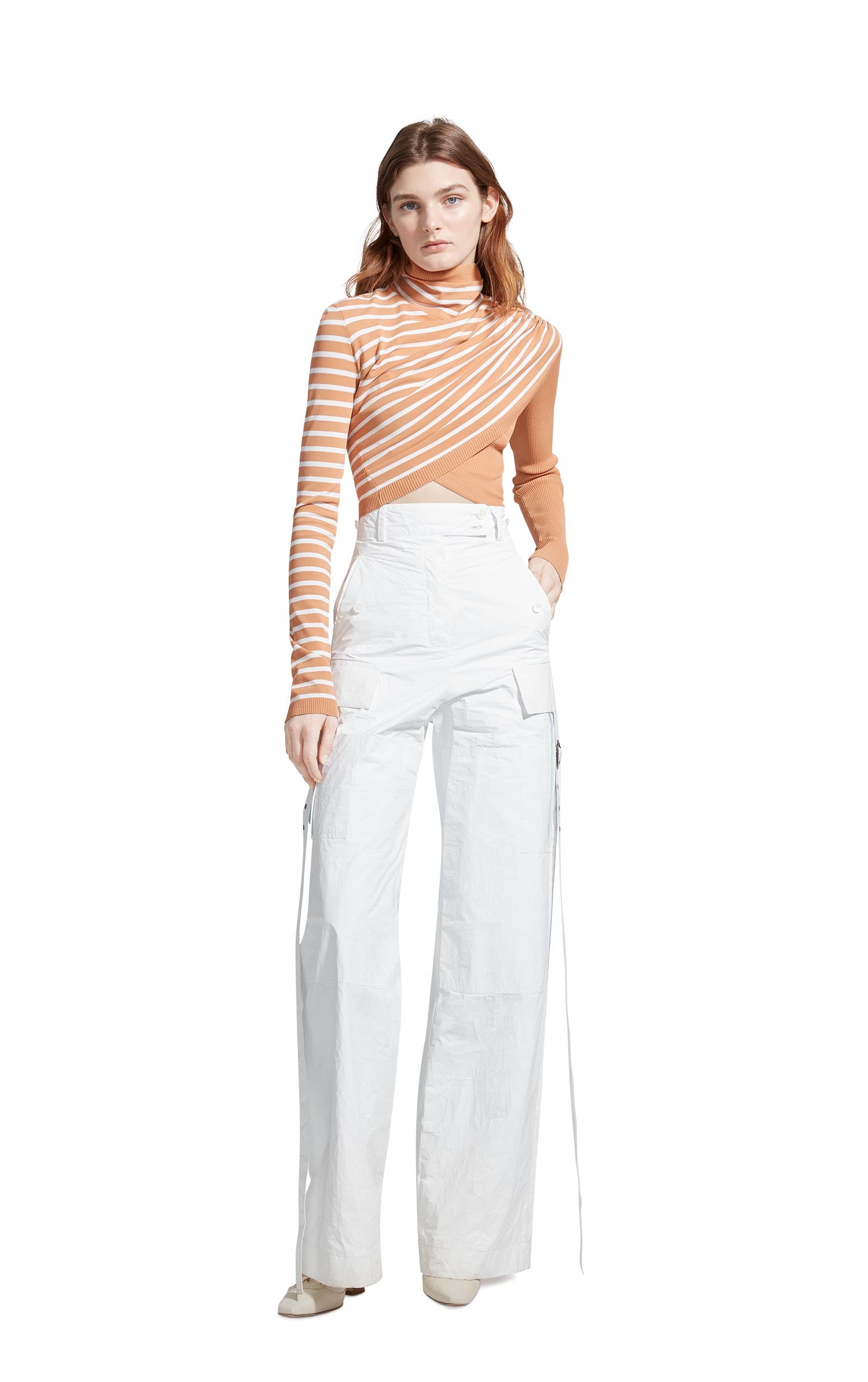 Jenn Fine Crepe Wrap Crop Turtleneck Sweater