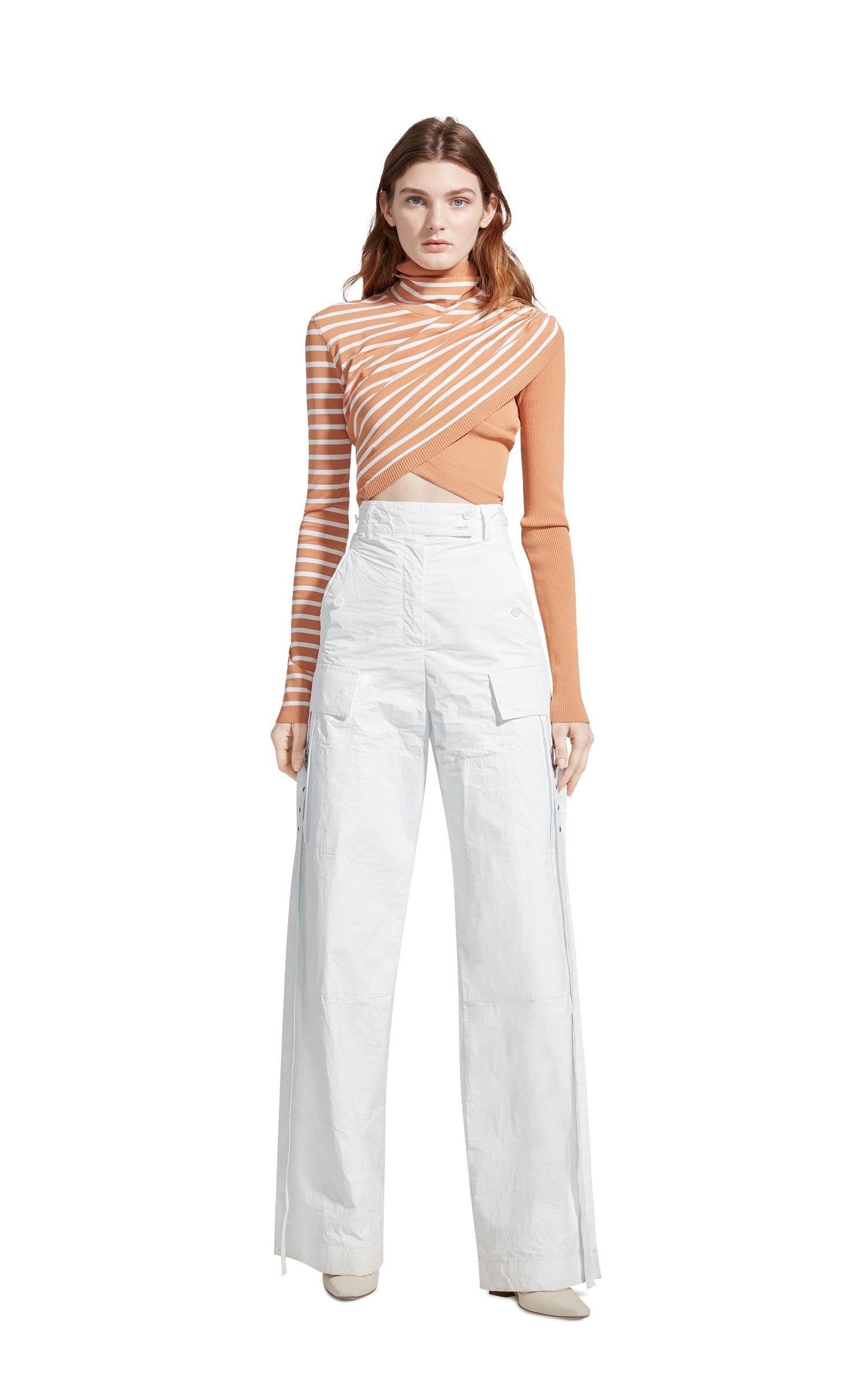 Jenn Fine Crepe Wrap Crop Turtleneck Sweater