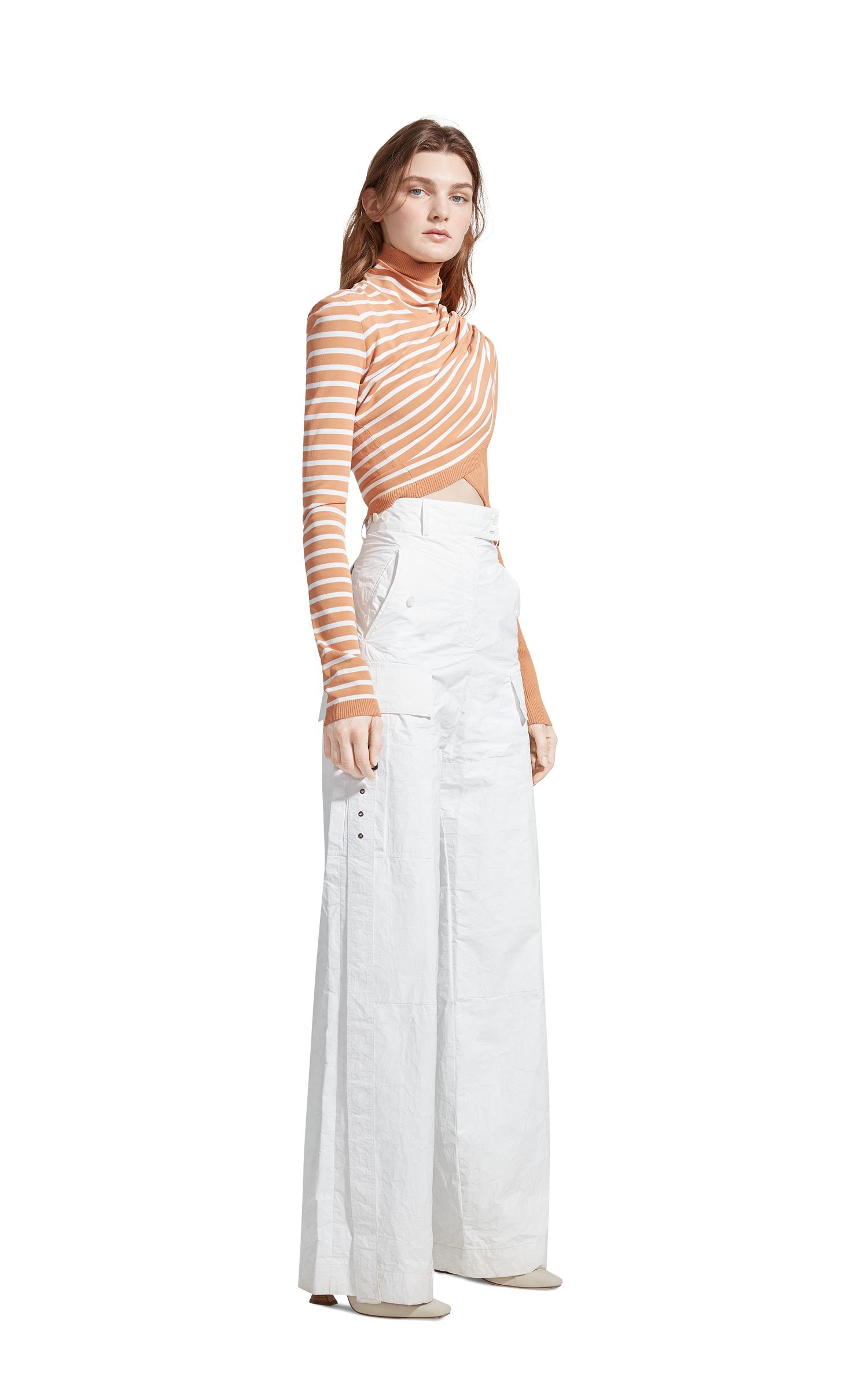 Jenn Fine Crepe Wrap Crop Turtleneck Sweater