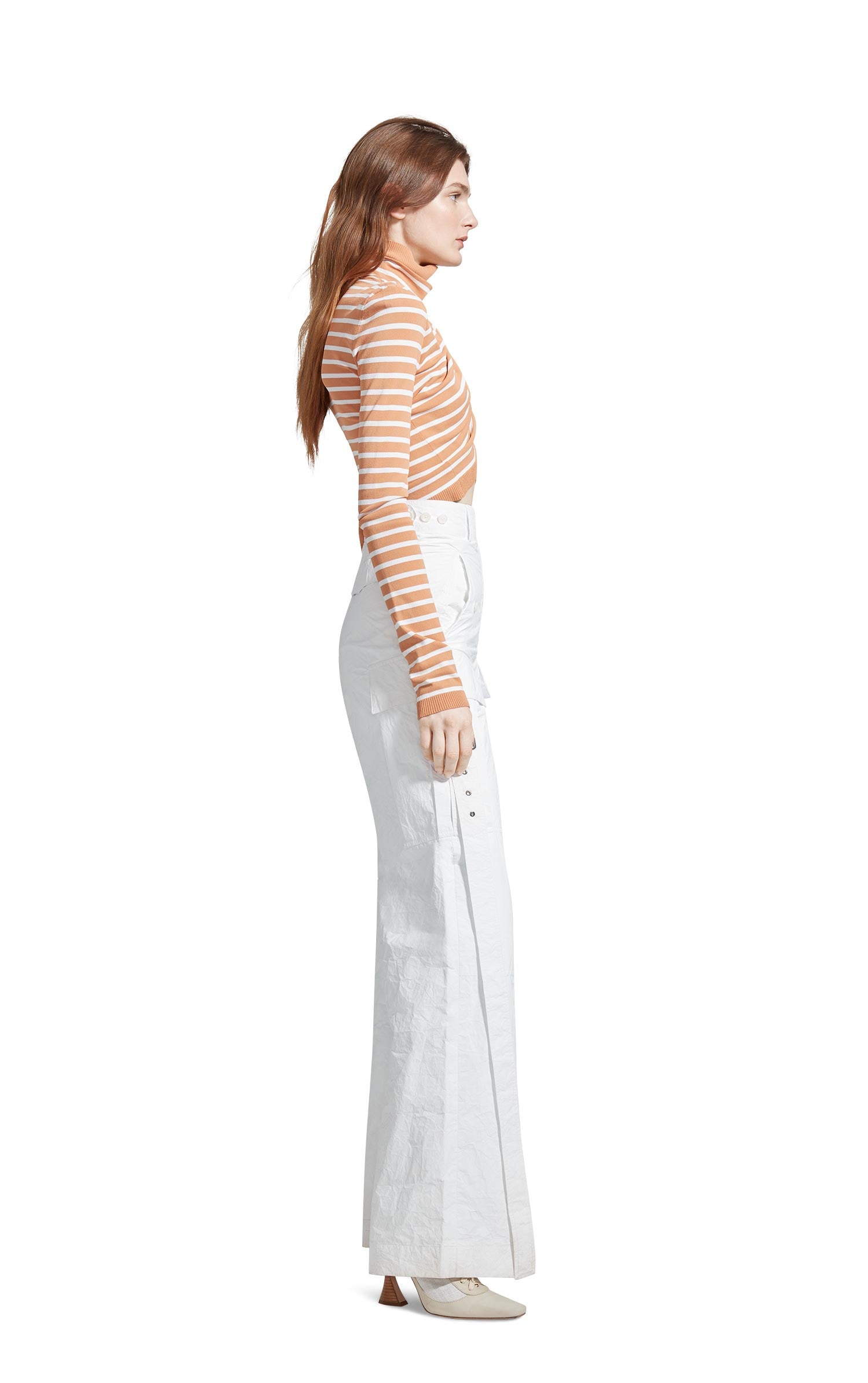 Jenn Fine Crepe Wrap Crop Turtleneck Sweater