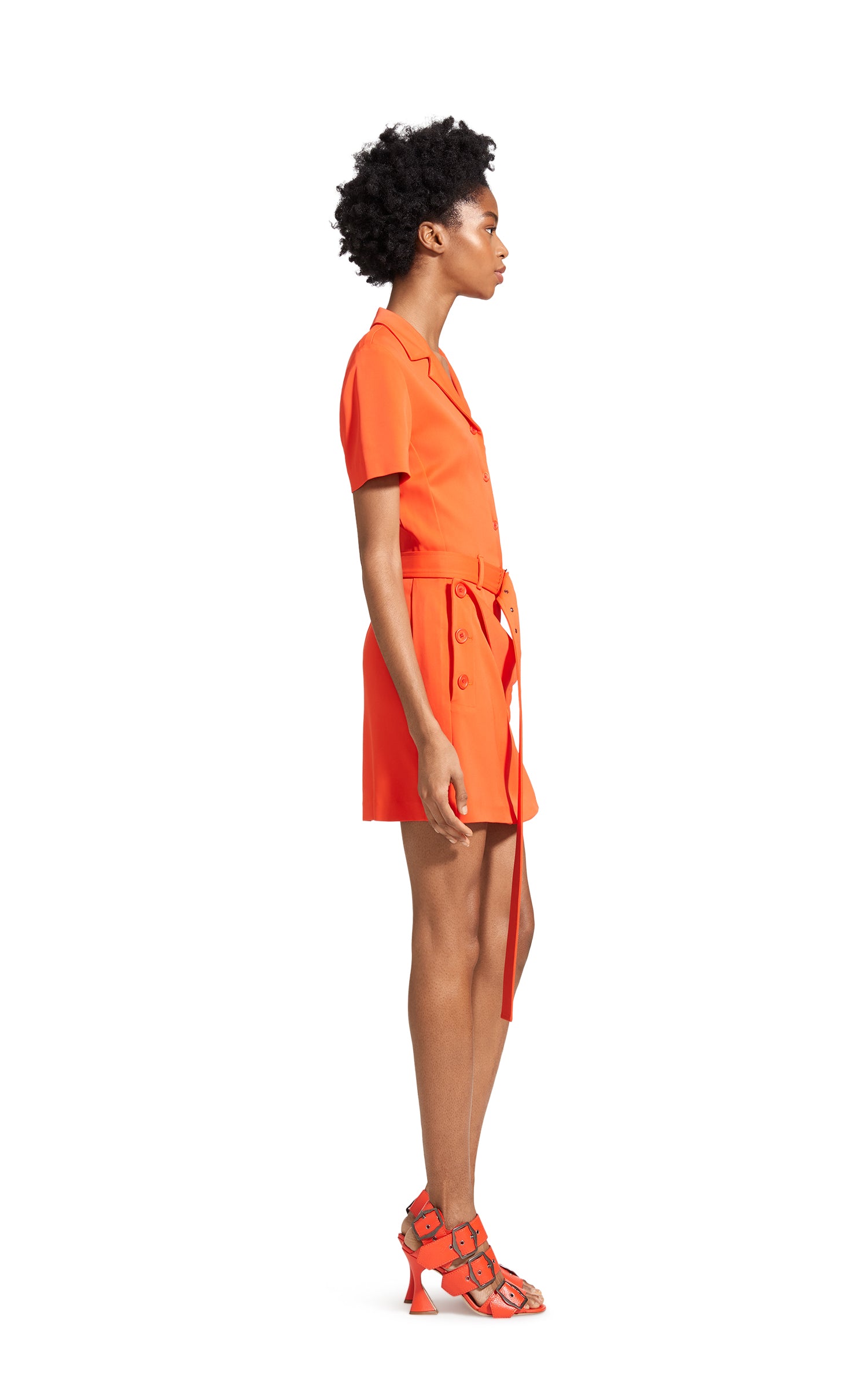 Sies Marjan - Thandie Compact Stretch Belted Mini Dress - Blood Orange - Women's Dresses Sies Marjan - Thandie Compact Stretch Belted Mini Dress - Blood Orange - Women's Dresses