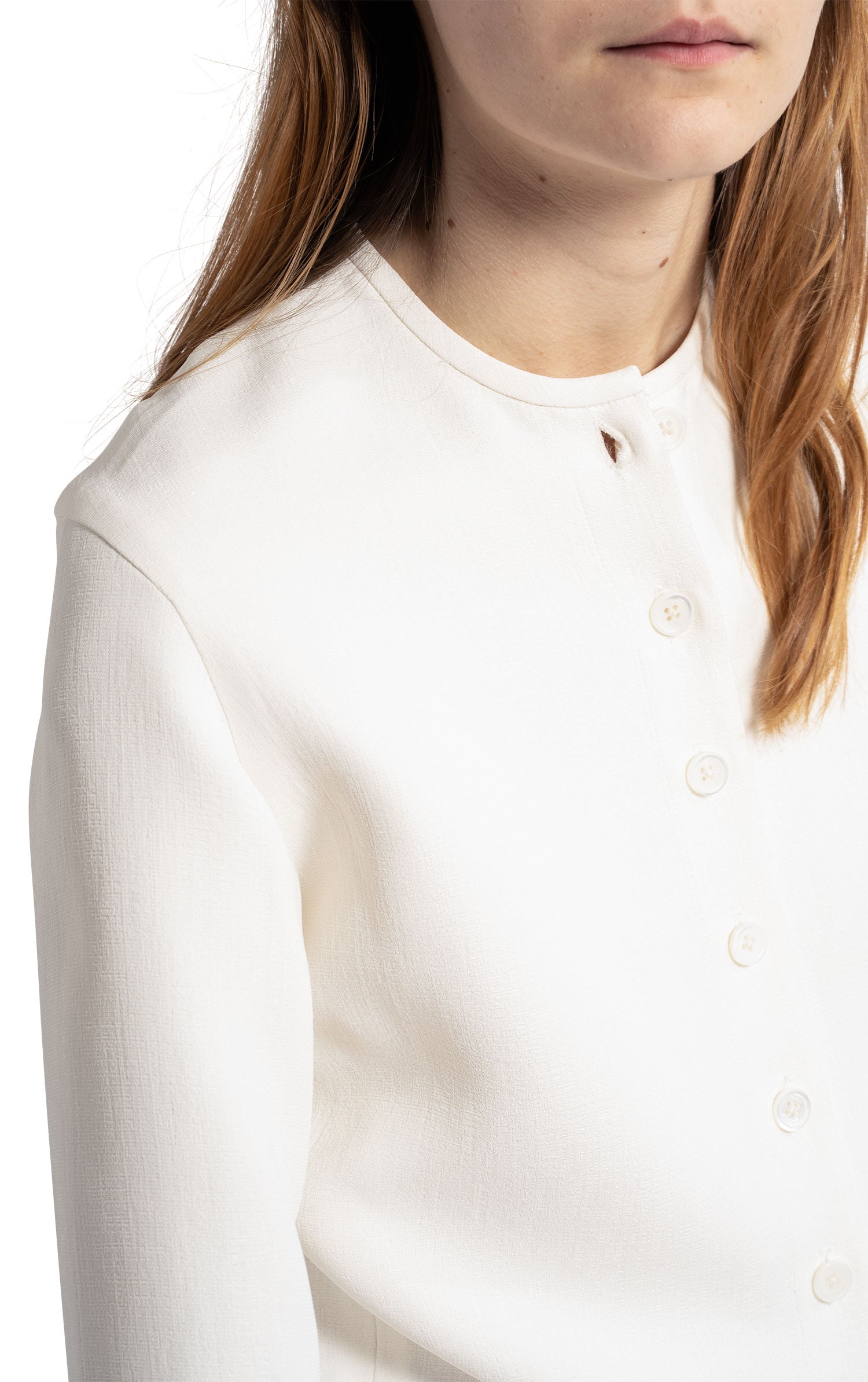 Flor Crepe Double Face Crop Button Top