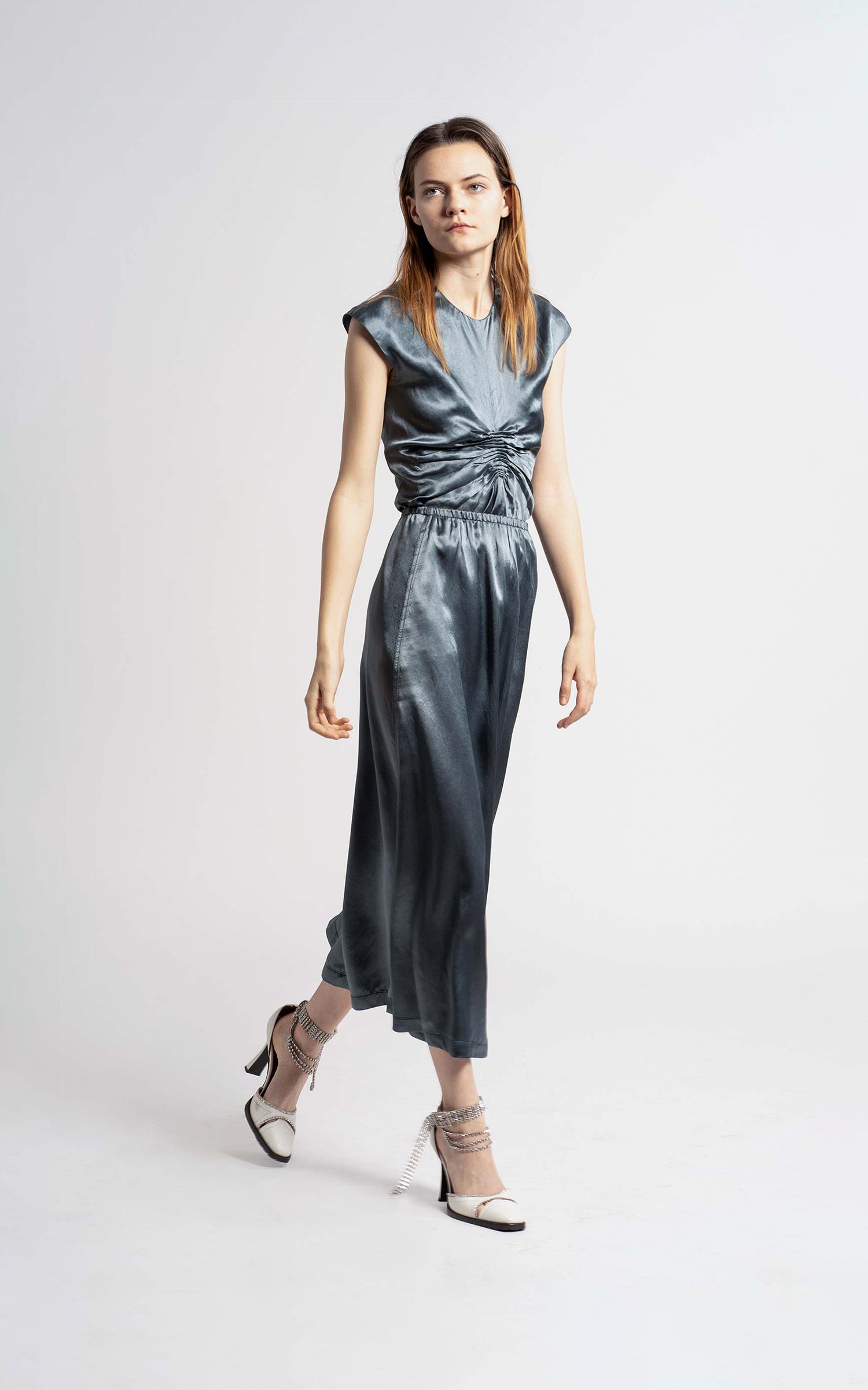 Xael Fluid Satin Midi Skirt