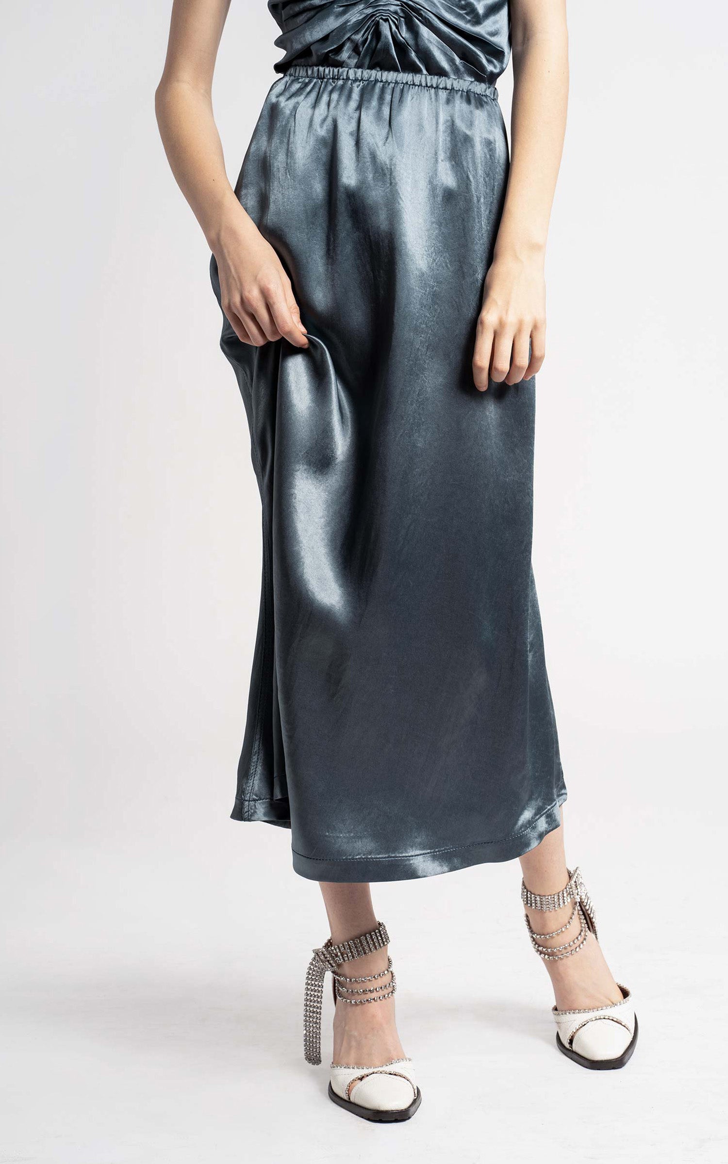 Xael Fluid Satin Midi Skirt