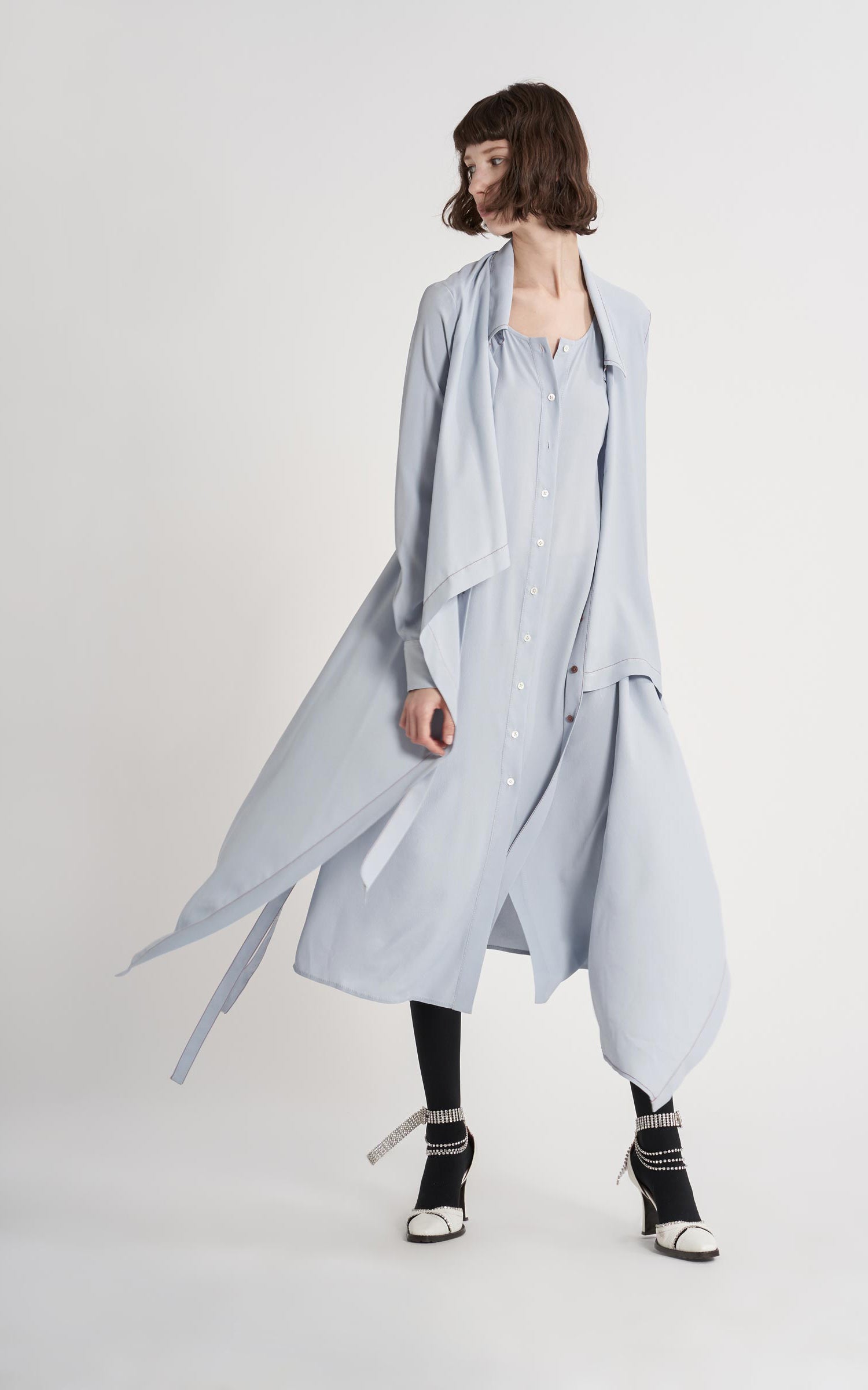 Sies Marjan - Ina Marocaine Shawl Shirt Dress - Dirty Blue