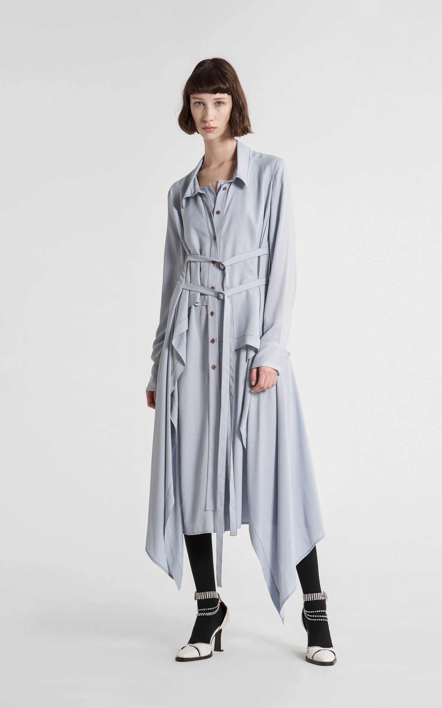 Sies Marjan - Ina Marocaine Shawl Shirt Dress - Dirty Blue