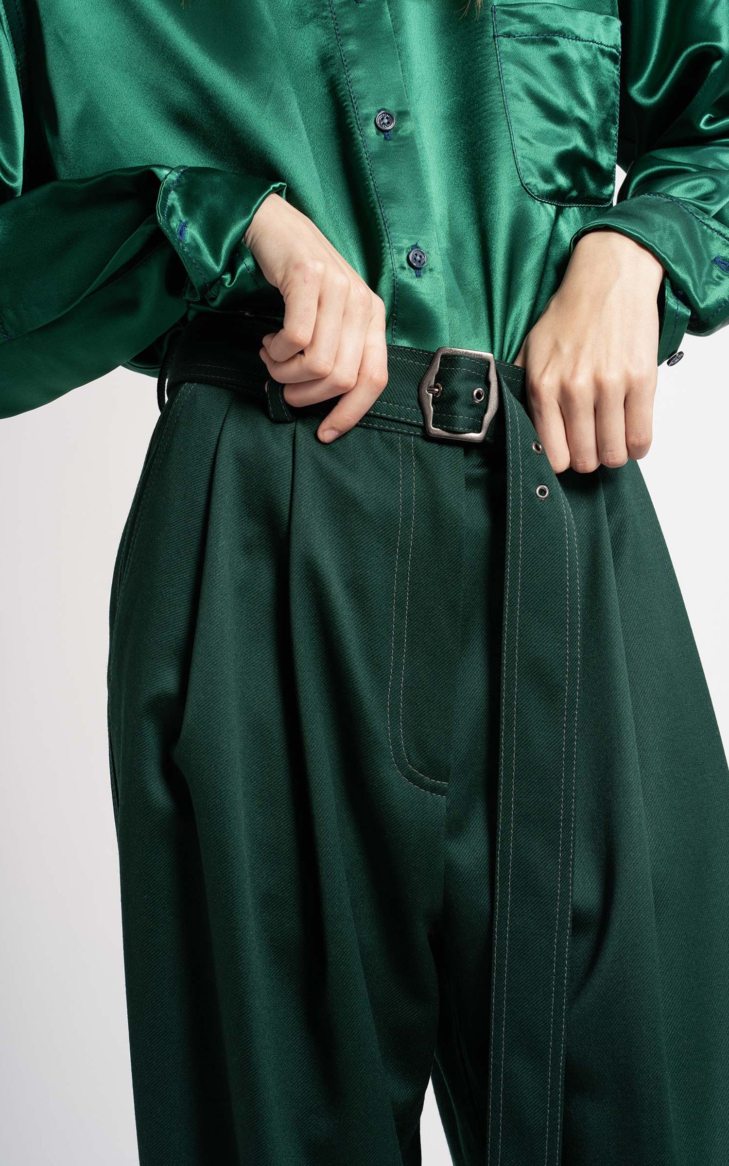 Blanche Pressed Wool Twill Wide Leg Pant