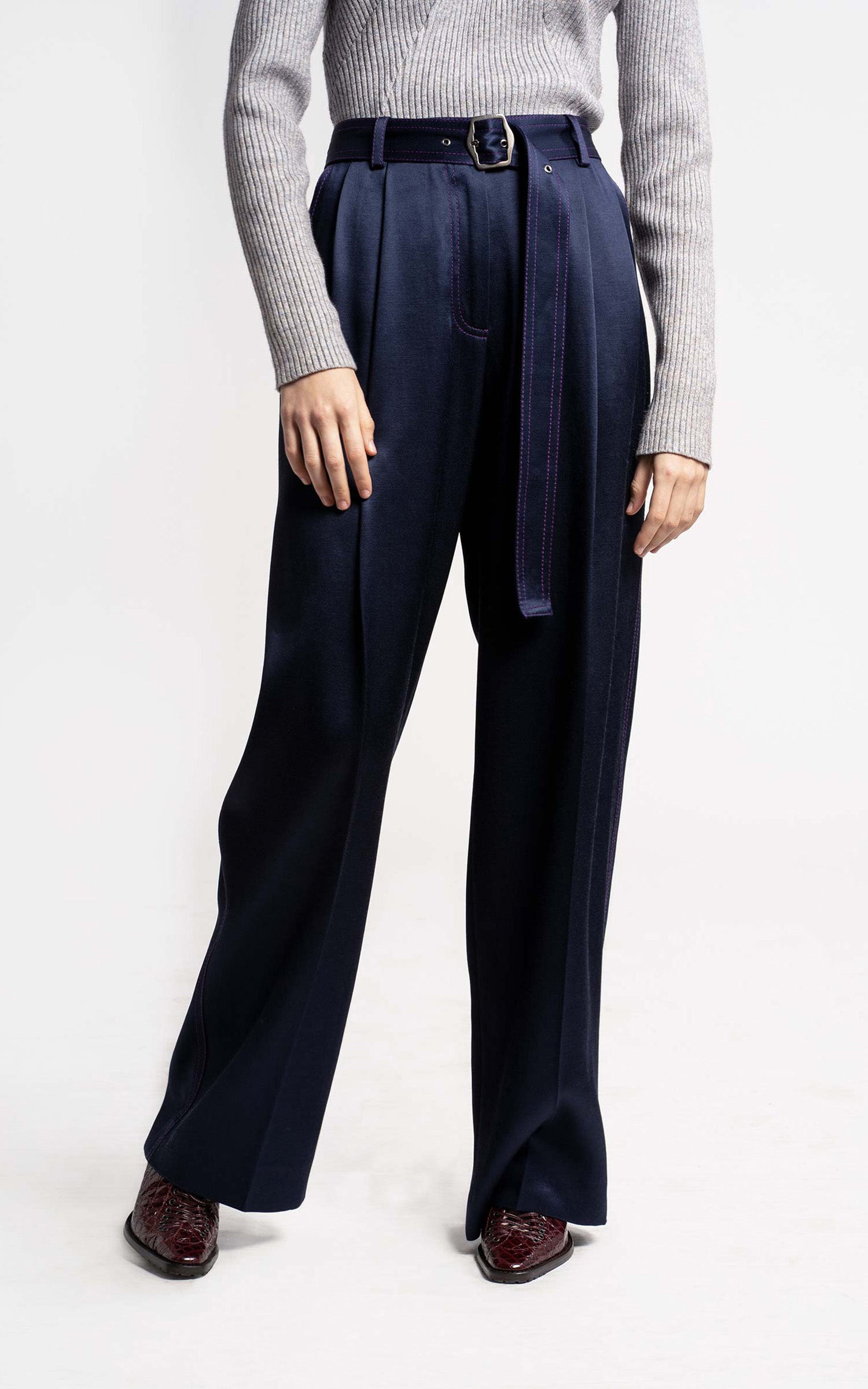 Blanche Twill Satin Wide Leg Pant