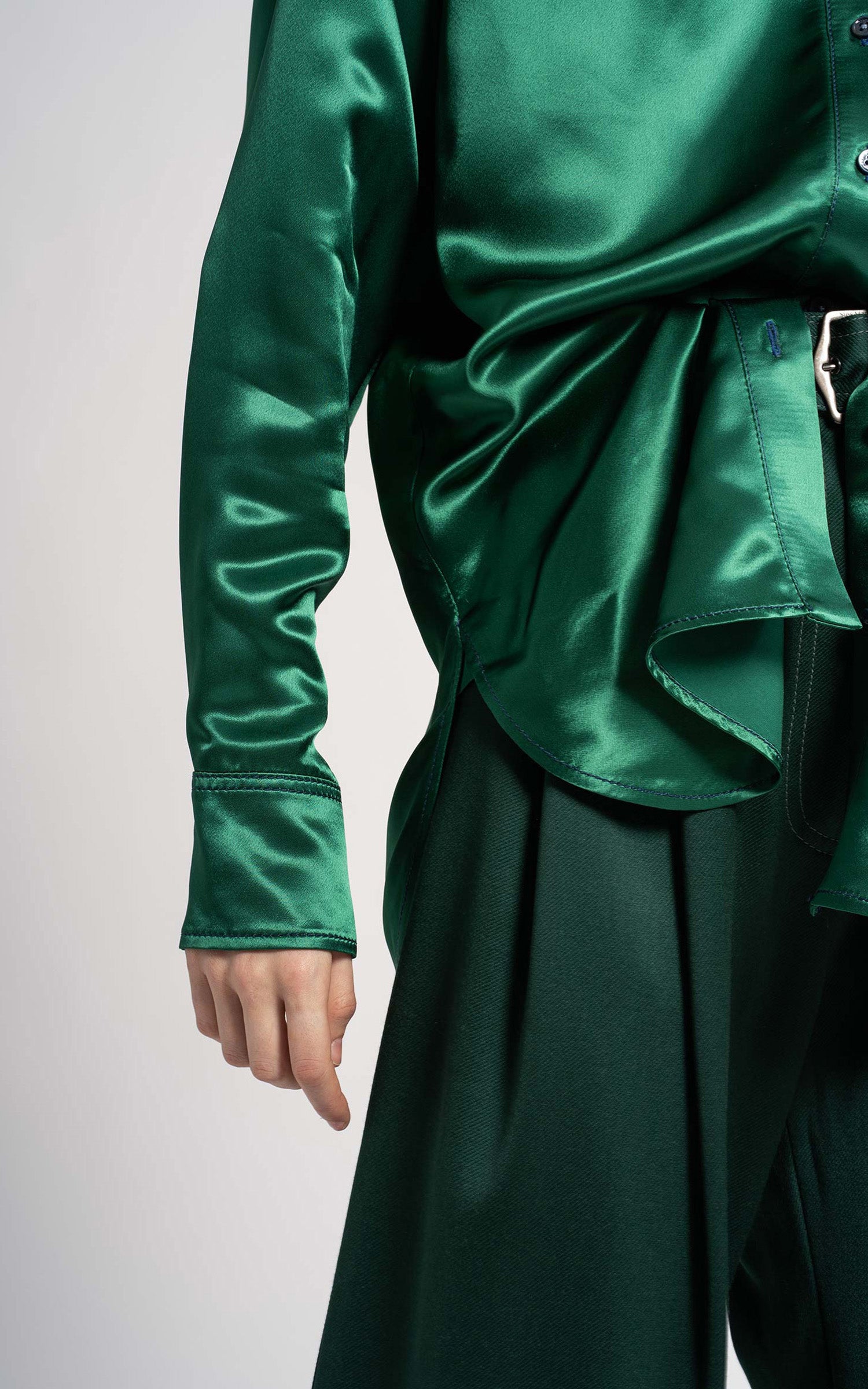 Sies Marjan - Sander Satin Shirt - Forest Green - Women's Shirts