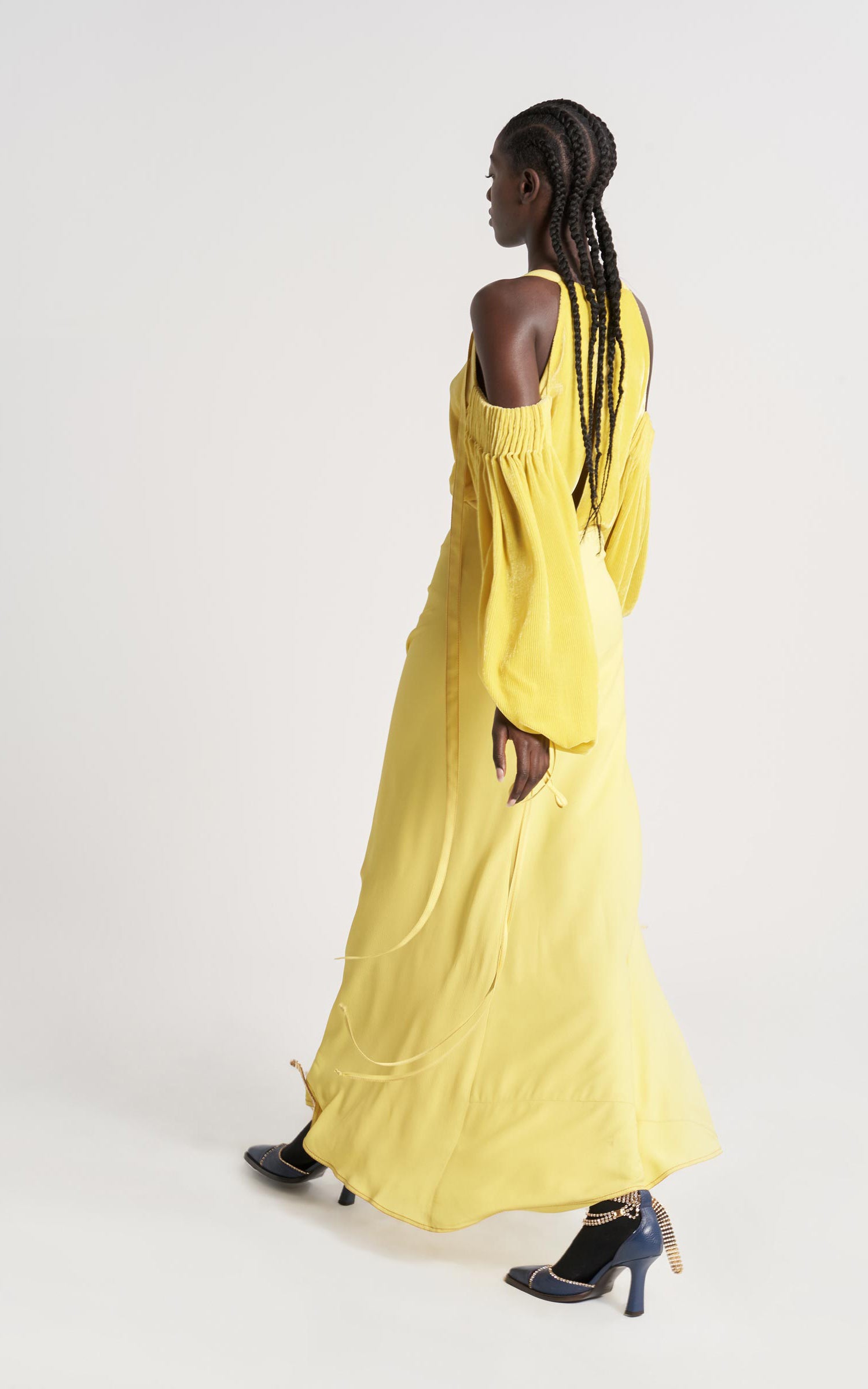 zara yellow off the shoulder dress Sies Marjan - Carter Fluid Corduroy Strap Shoulder Dress - Yellow