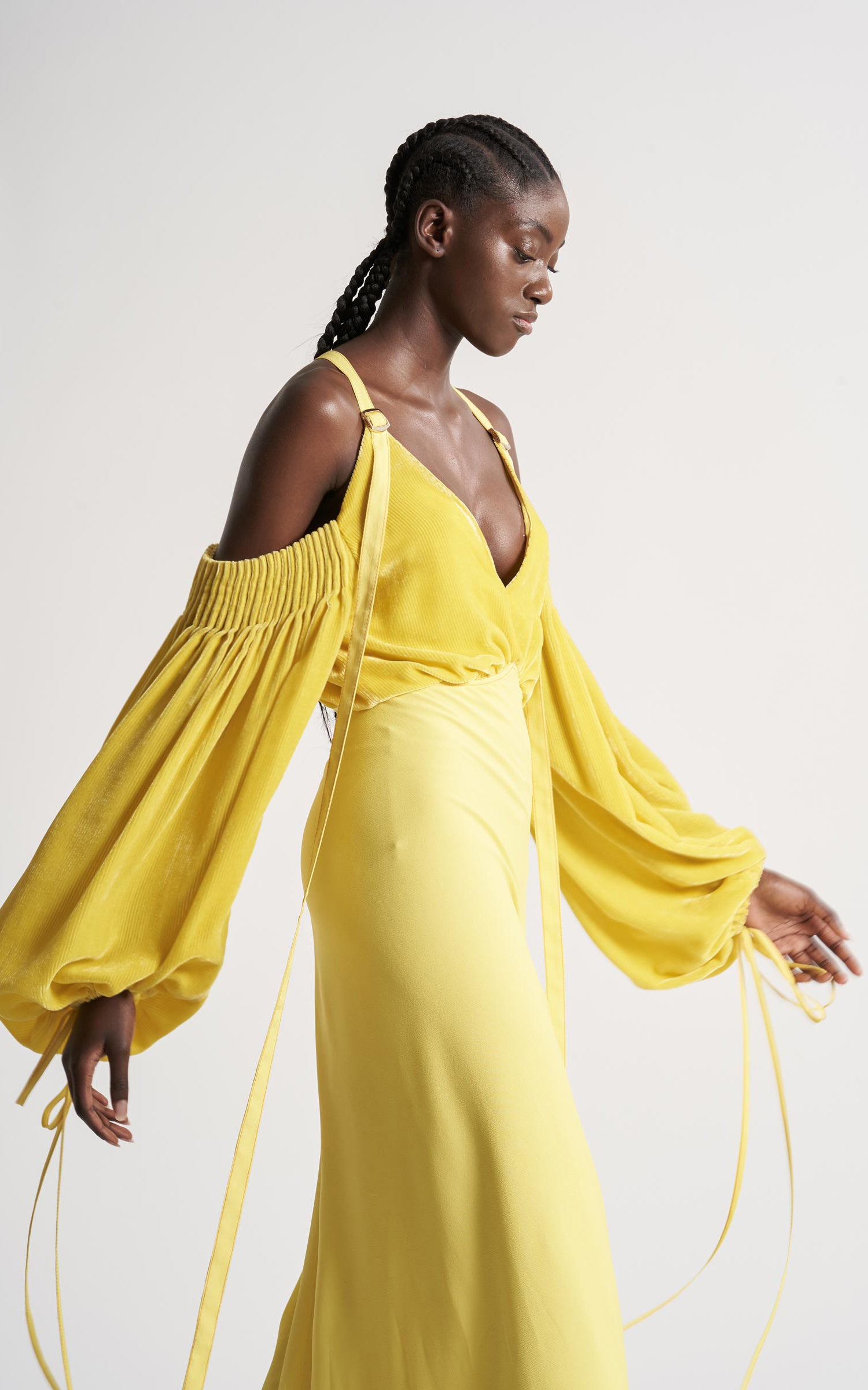 Sies Marjan Carter Fluid Corduroy Strap Shoulder Dress Yellow Women s Dresses