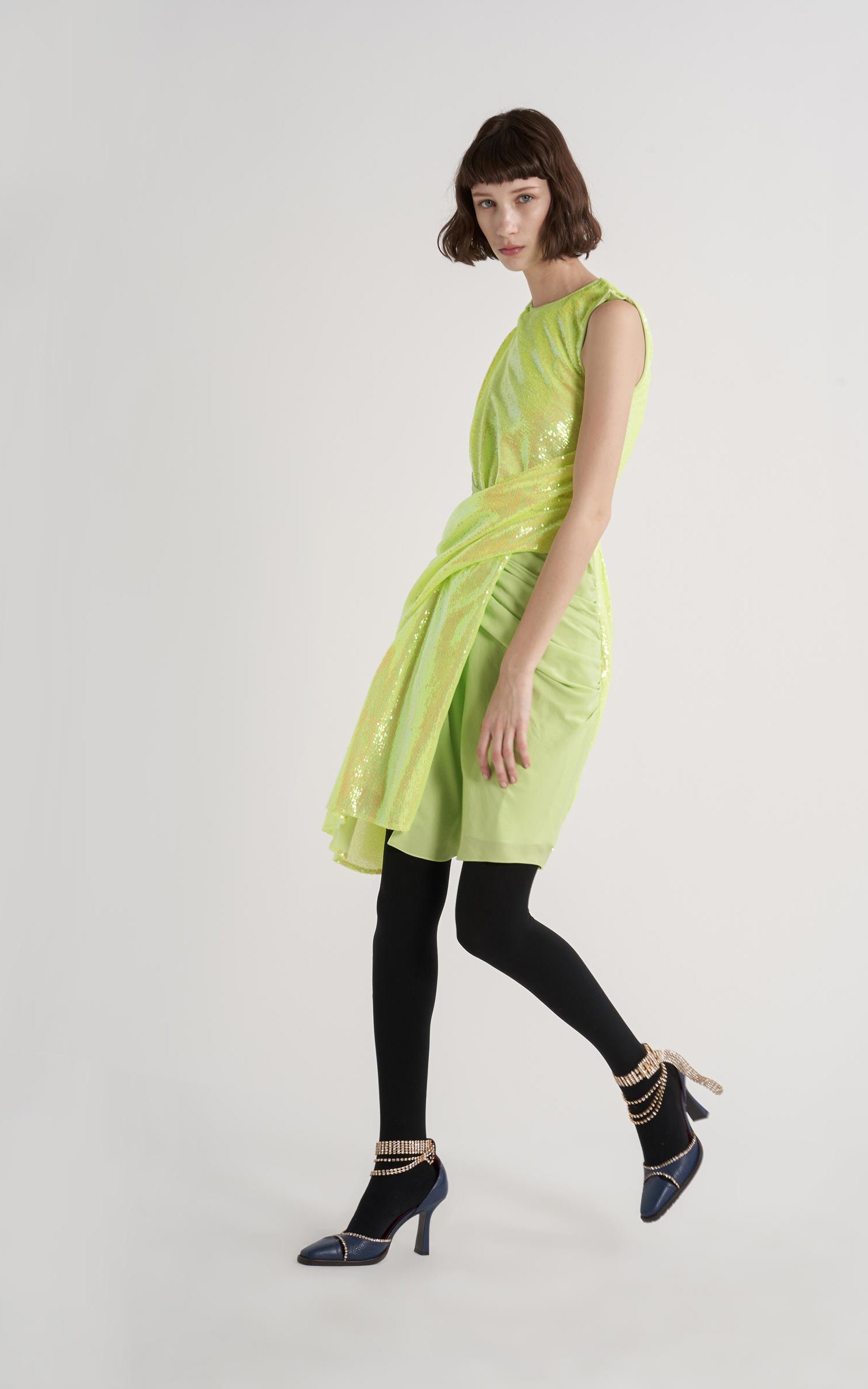 Sies Marjan - Quincy Neon Sequin Wrapped Dress - Fluo Yellow - Women's  Dresses