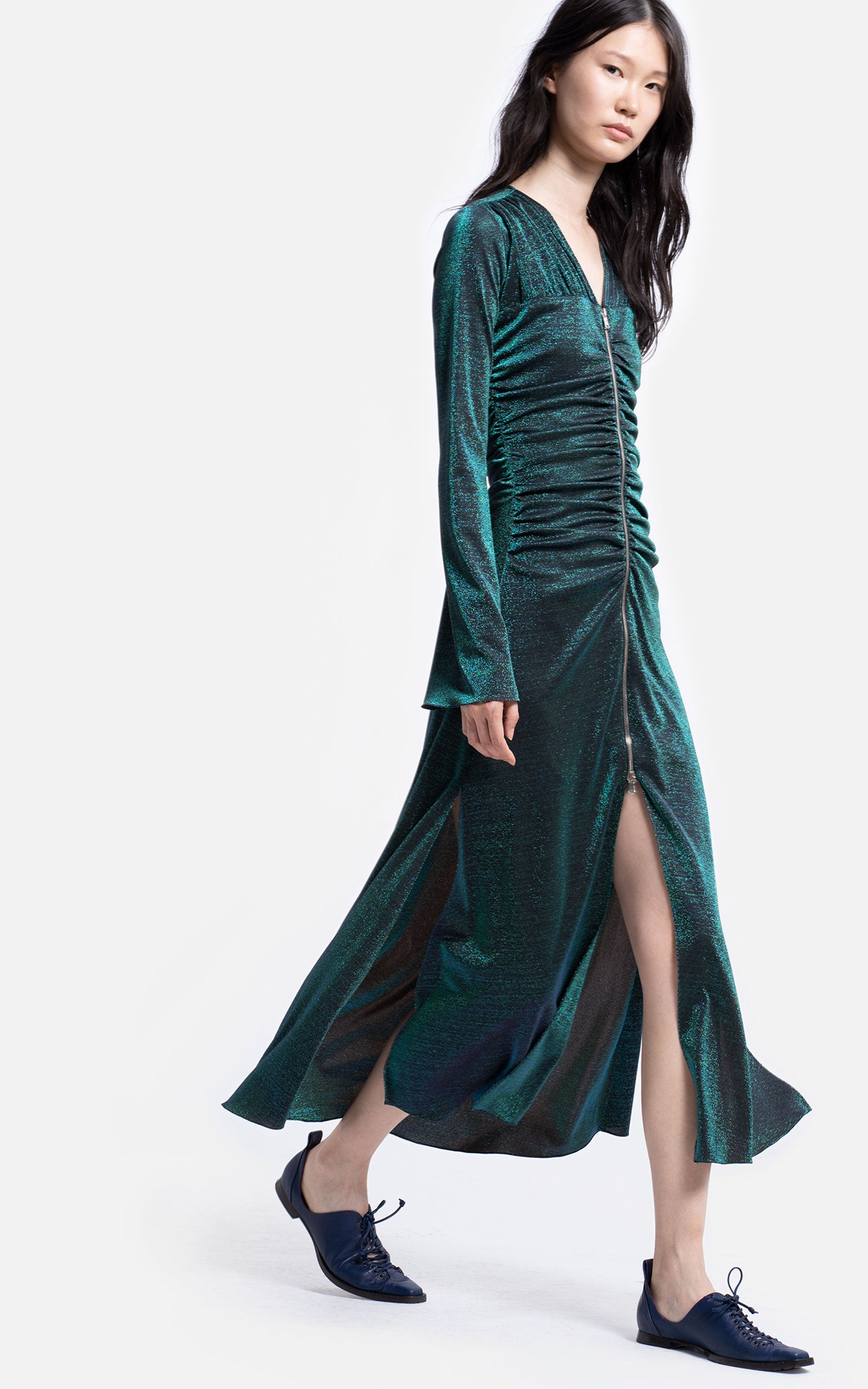 Sies Marjan - Jade Lurex Midi Dress - Green - Women's Dresses Sies Marjan - Jade Lurex Midi Dress - Green - Women's Dresses