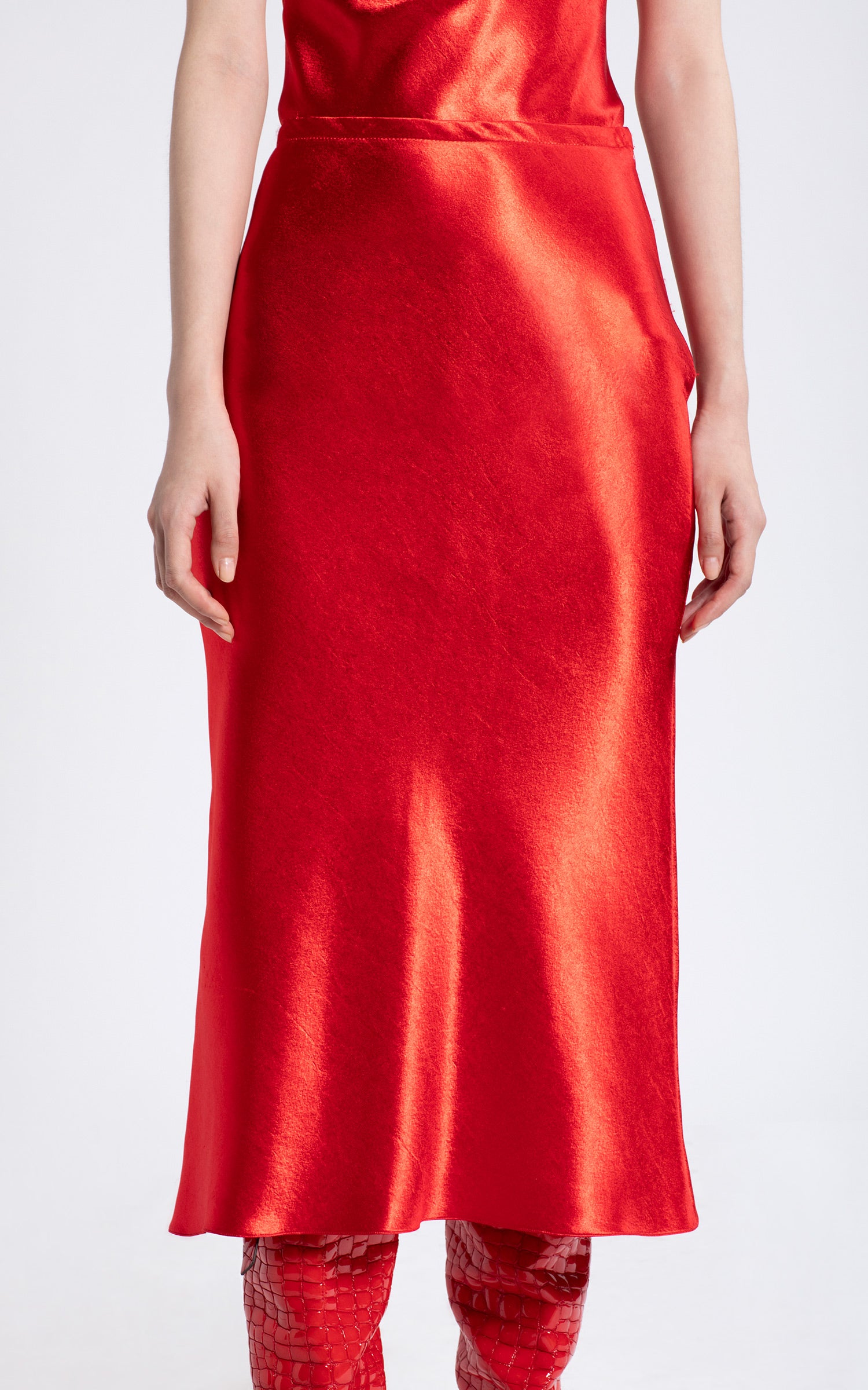 Aliya Liquid Satin Bias Skirt