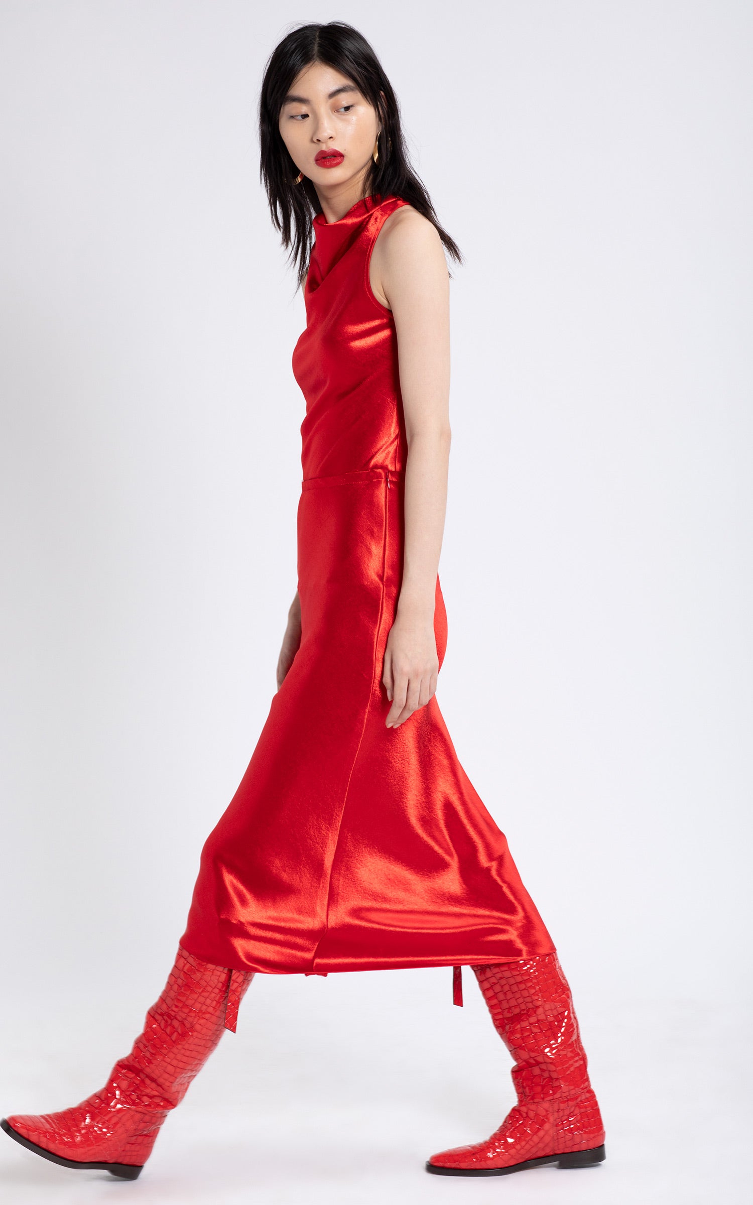 Aliya Liquid Satin Bias Skirt