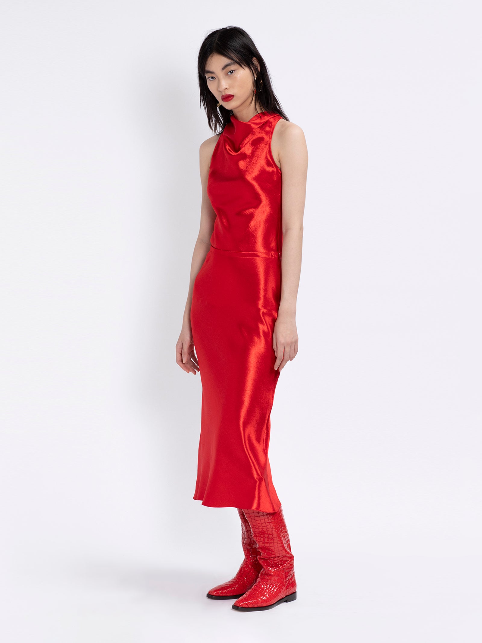 Aliya Liquid Satin Bias Skirt