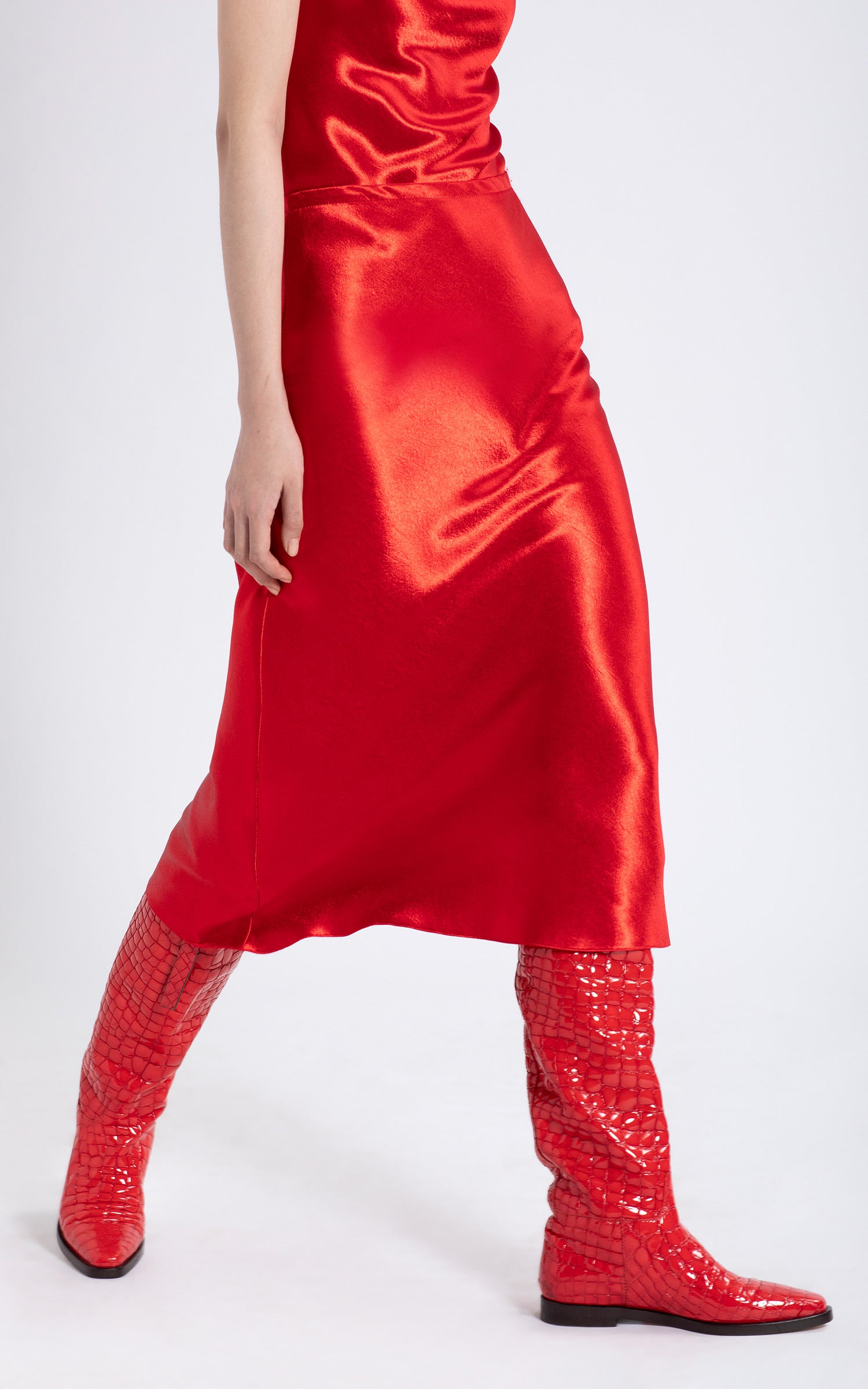 Aliya Liquid Satin Bias Skirt