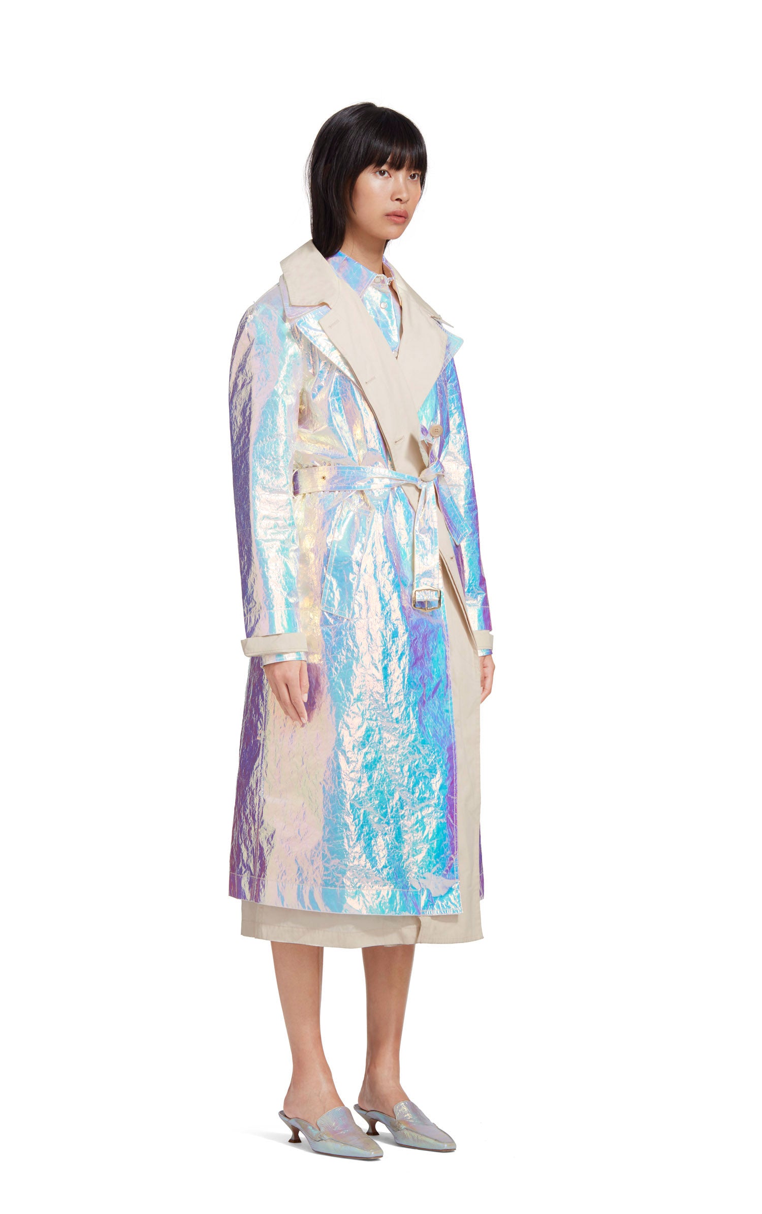 Holographic trench coat store