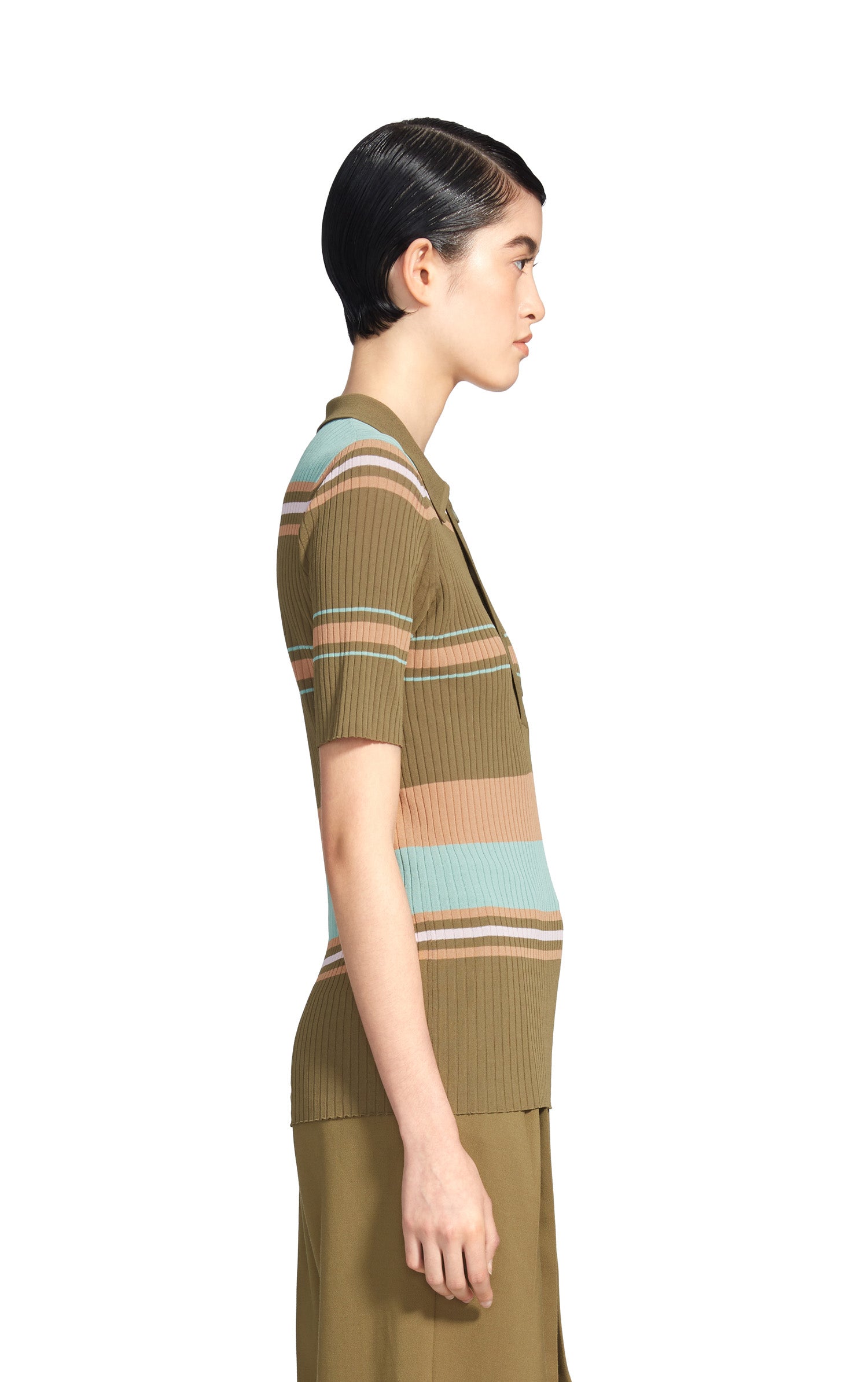 Rory Crepe Collared Short Sleeve Sweater