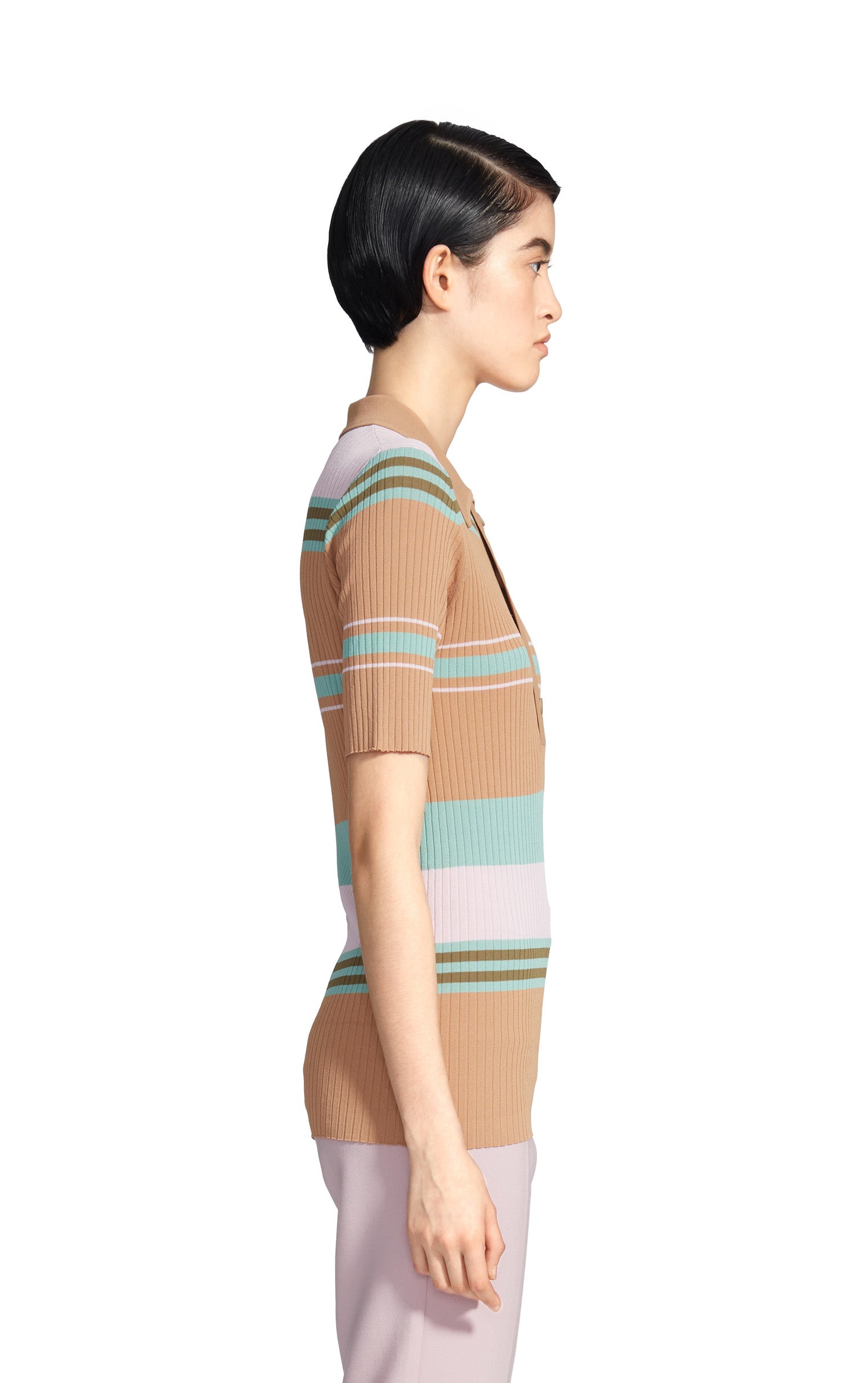 Rory Crepe Collared Short Sleeve Sweater