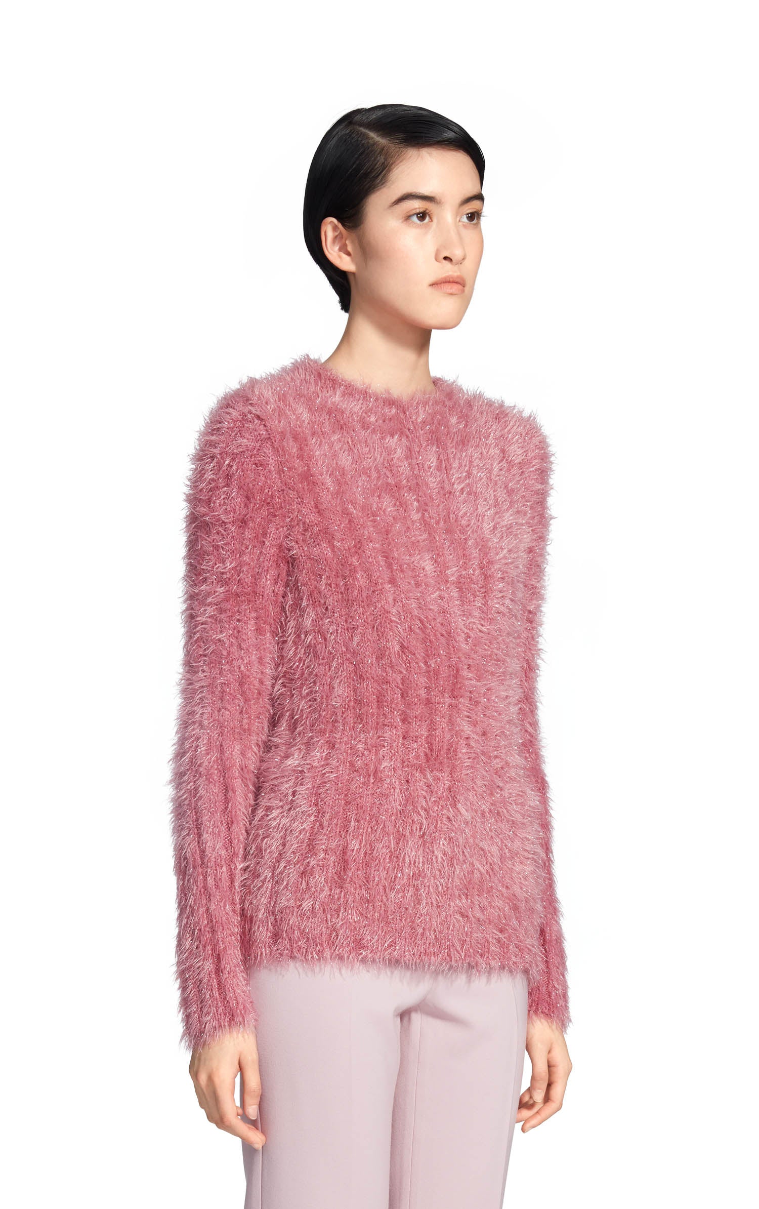 Sies Marjan - Margo Lurex Fur Crewneck Sweater - Dusty Rose - Women's ...