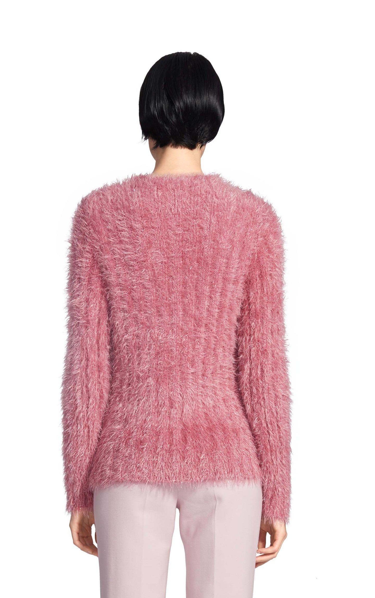 Sies Marjan - Margo Lurex Fur Crewneck Sweater - Dusty Rose - Women's ...