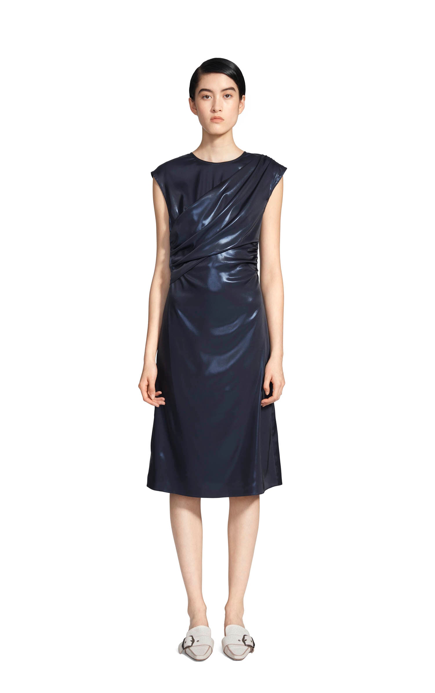 Edie Laminated Short Sleeve Wrap Dress