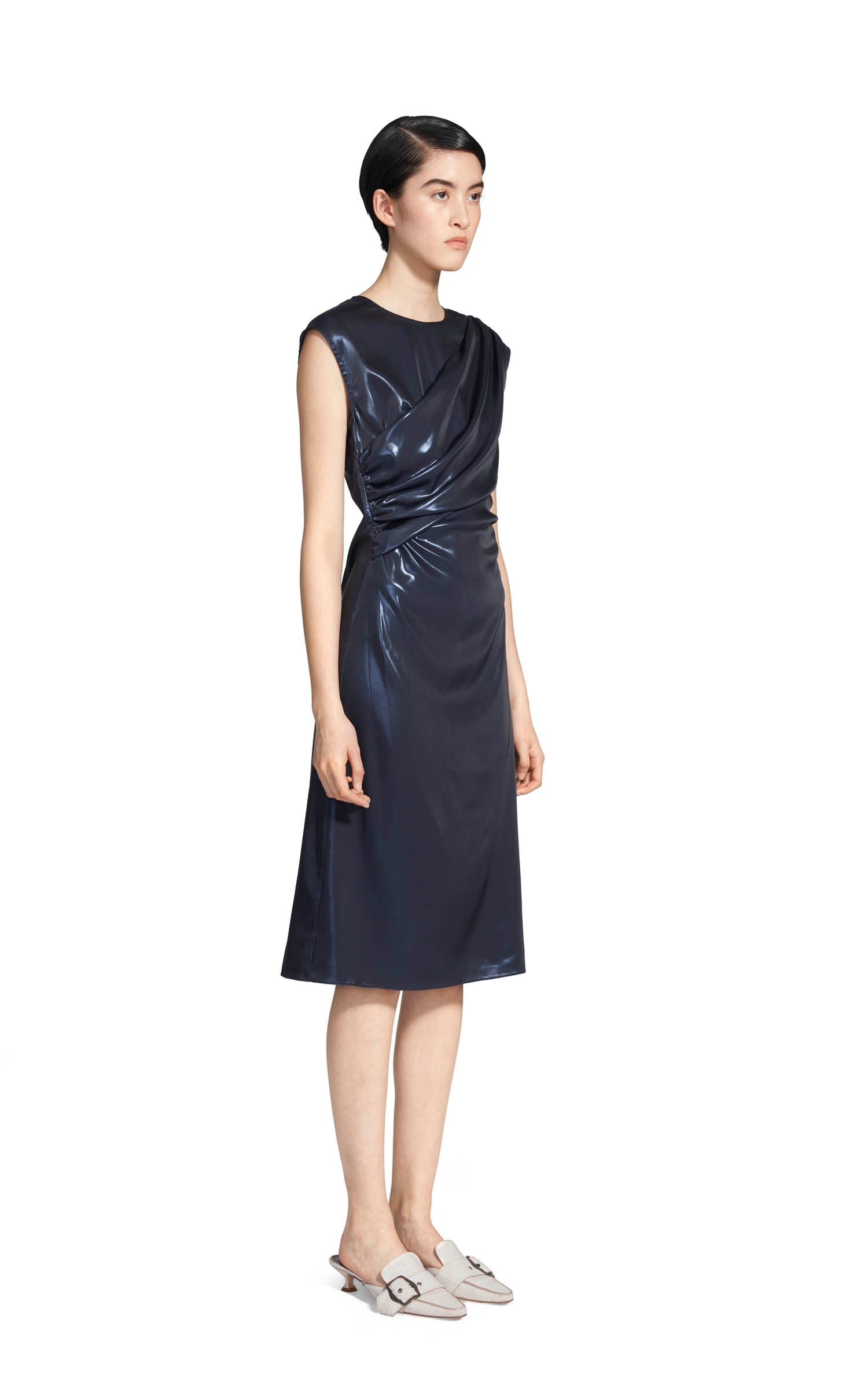 Edie Laminated Short Sleeve Wrap Dress