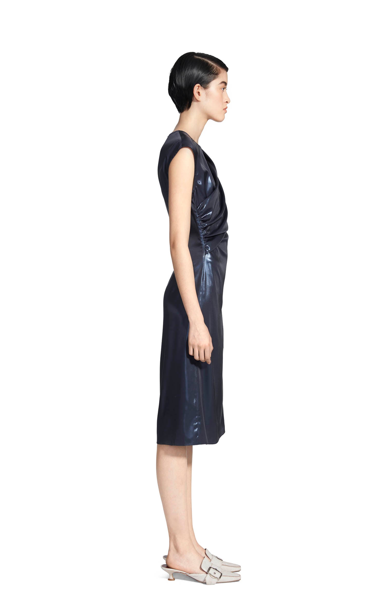 Edie Laminated Short Sleeve Wrap Dress