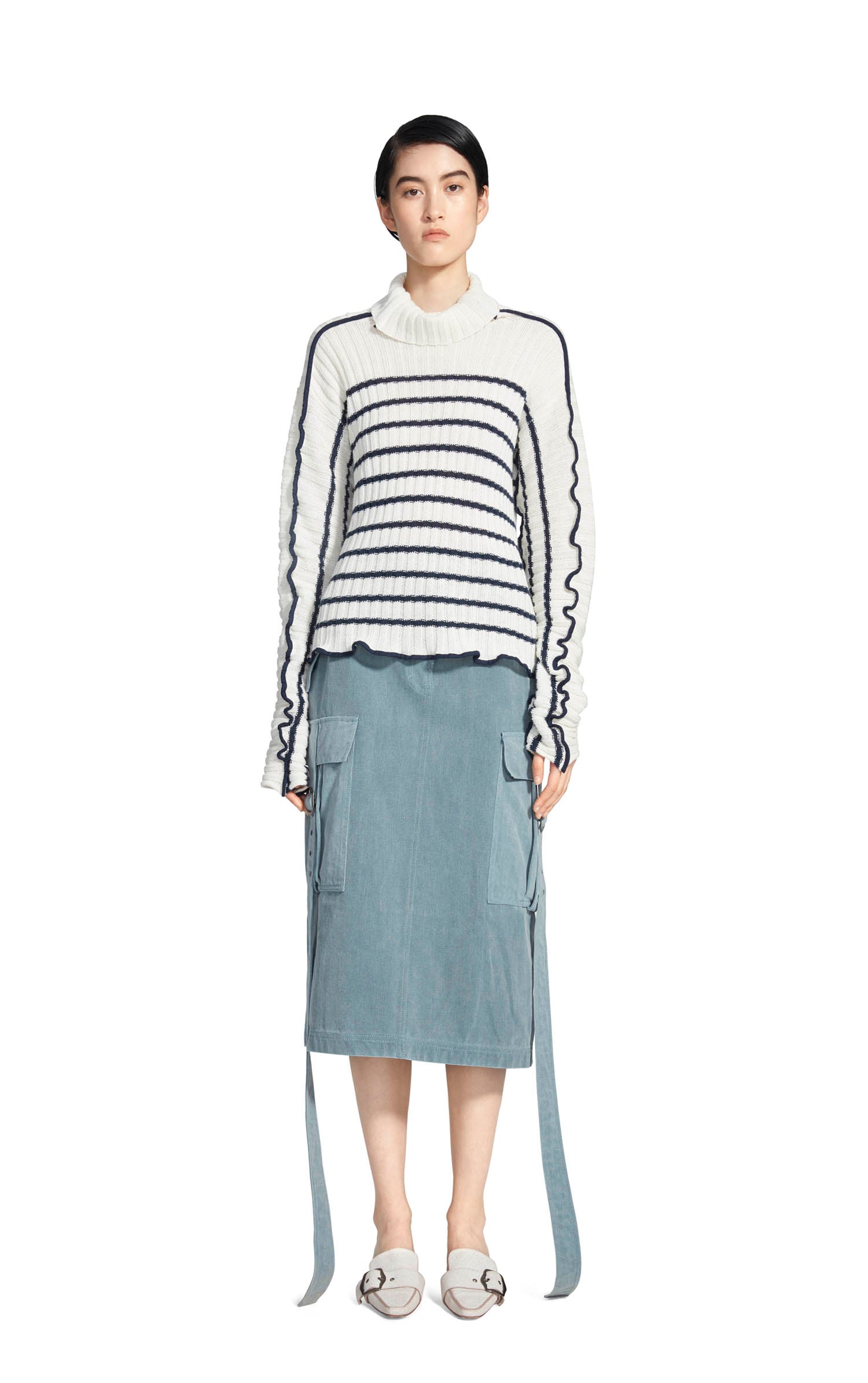 Harrie Linen Stripe Turtleneck Sweater