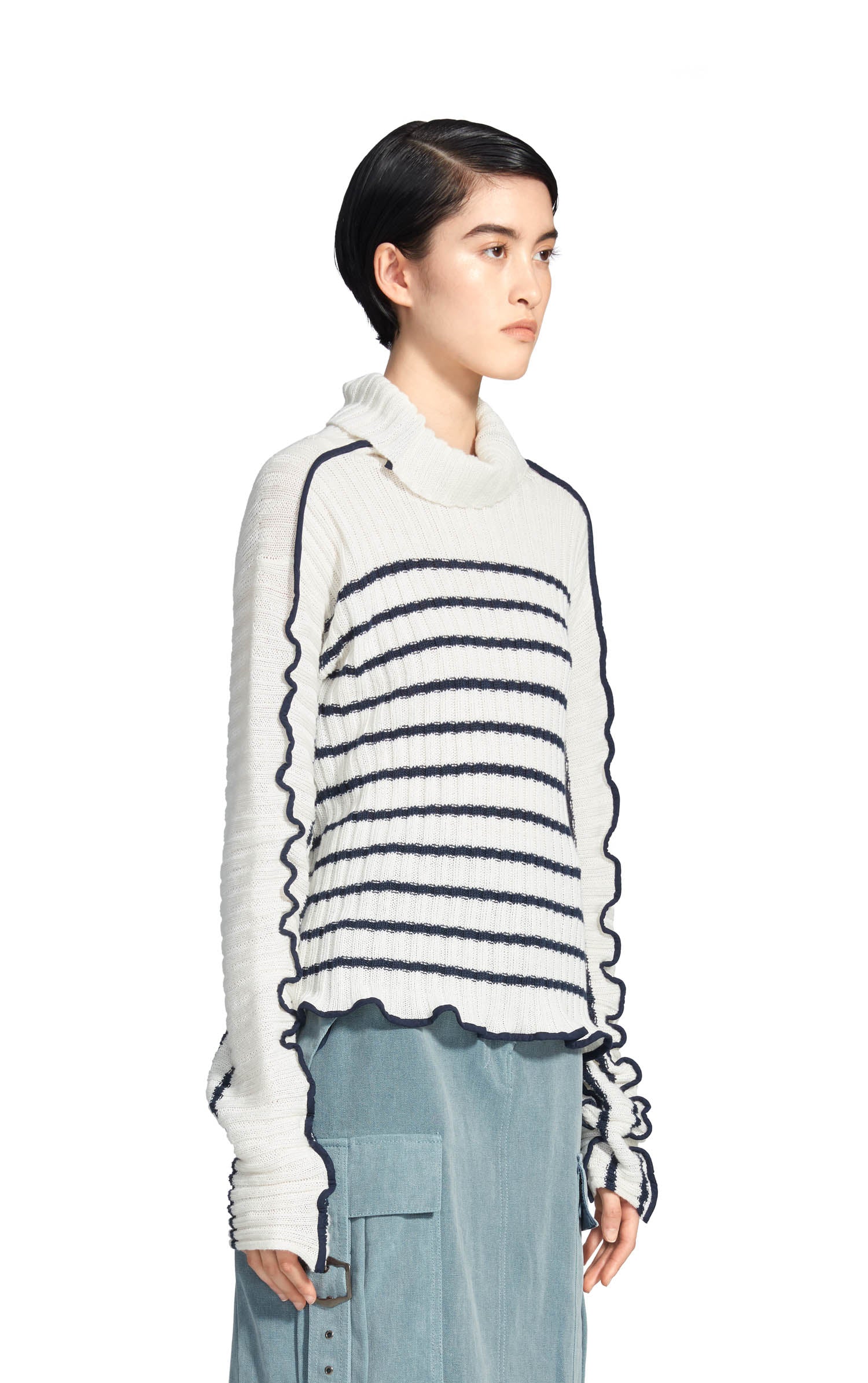 Harrie Linen Stripe Turtleneck Sweater