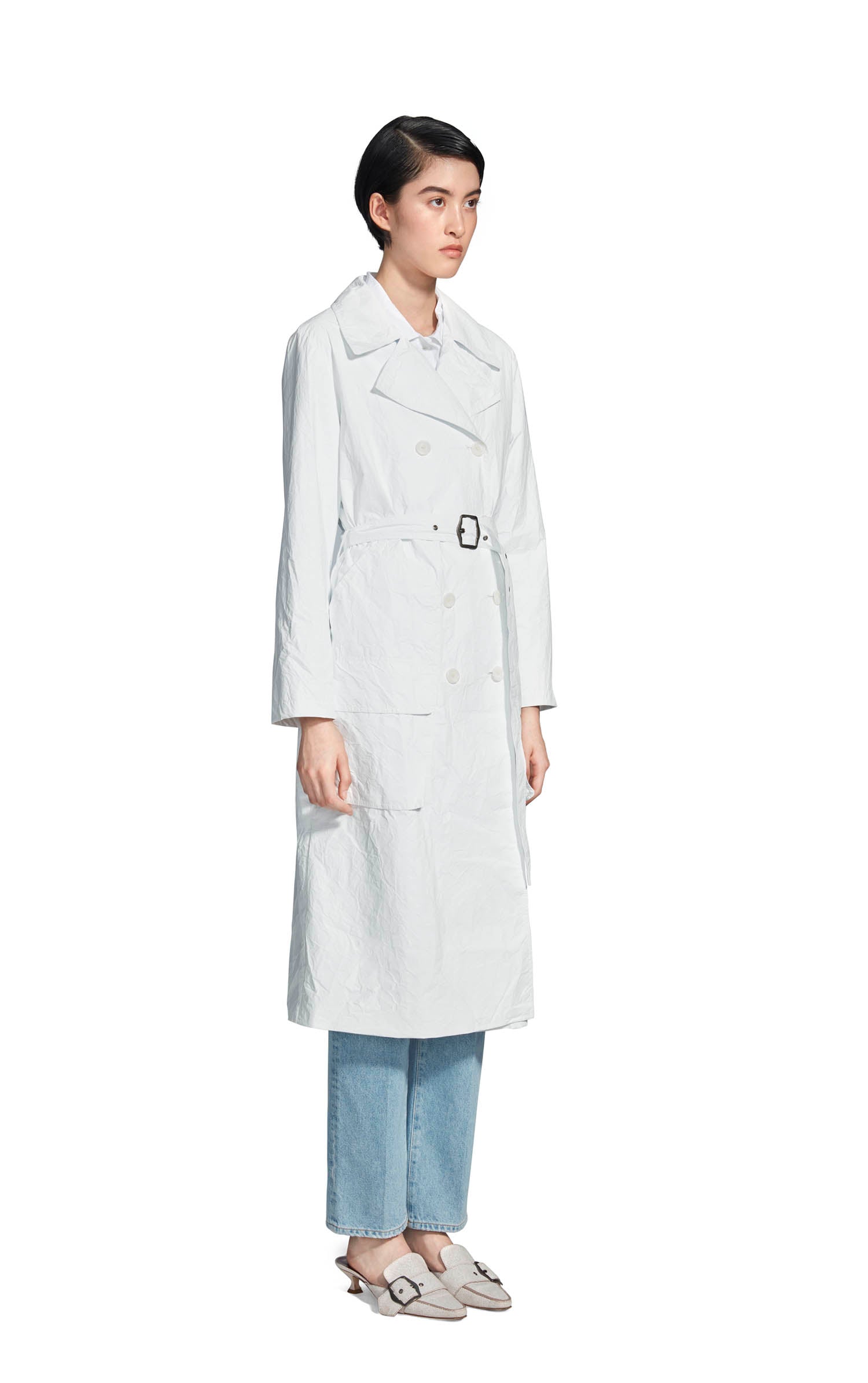 Nisa Matte Coated Trench Coat