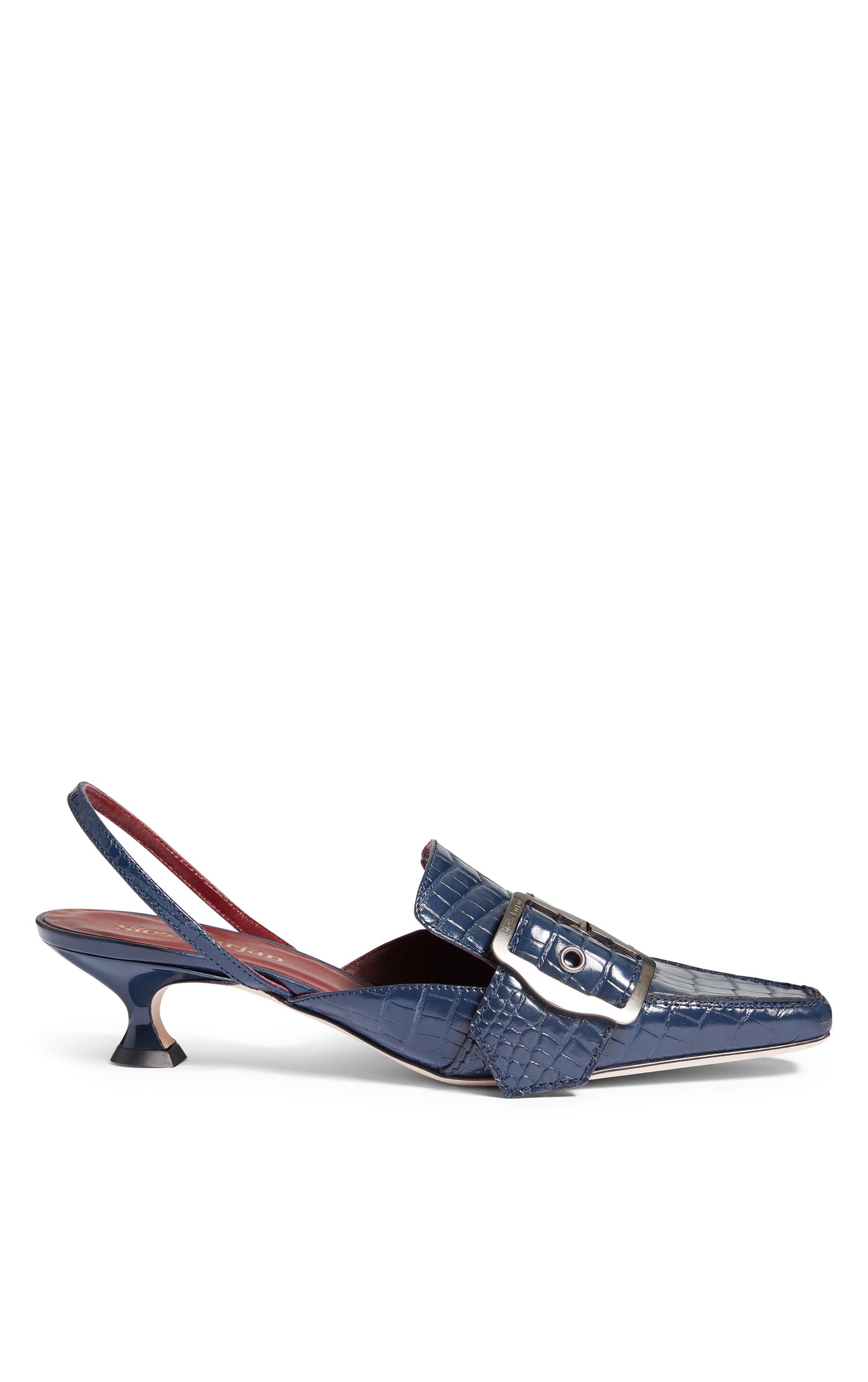 Rea Matte Croco Buckle Mule
