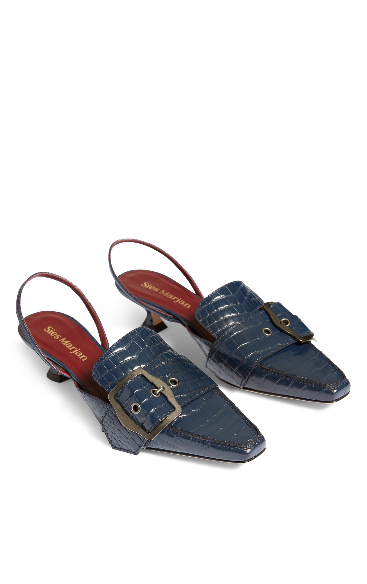 Rea Matte Croco Buckle Mule
