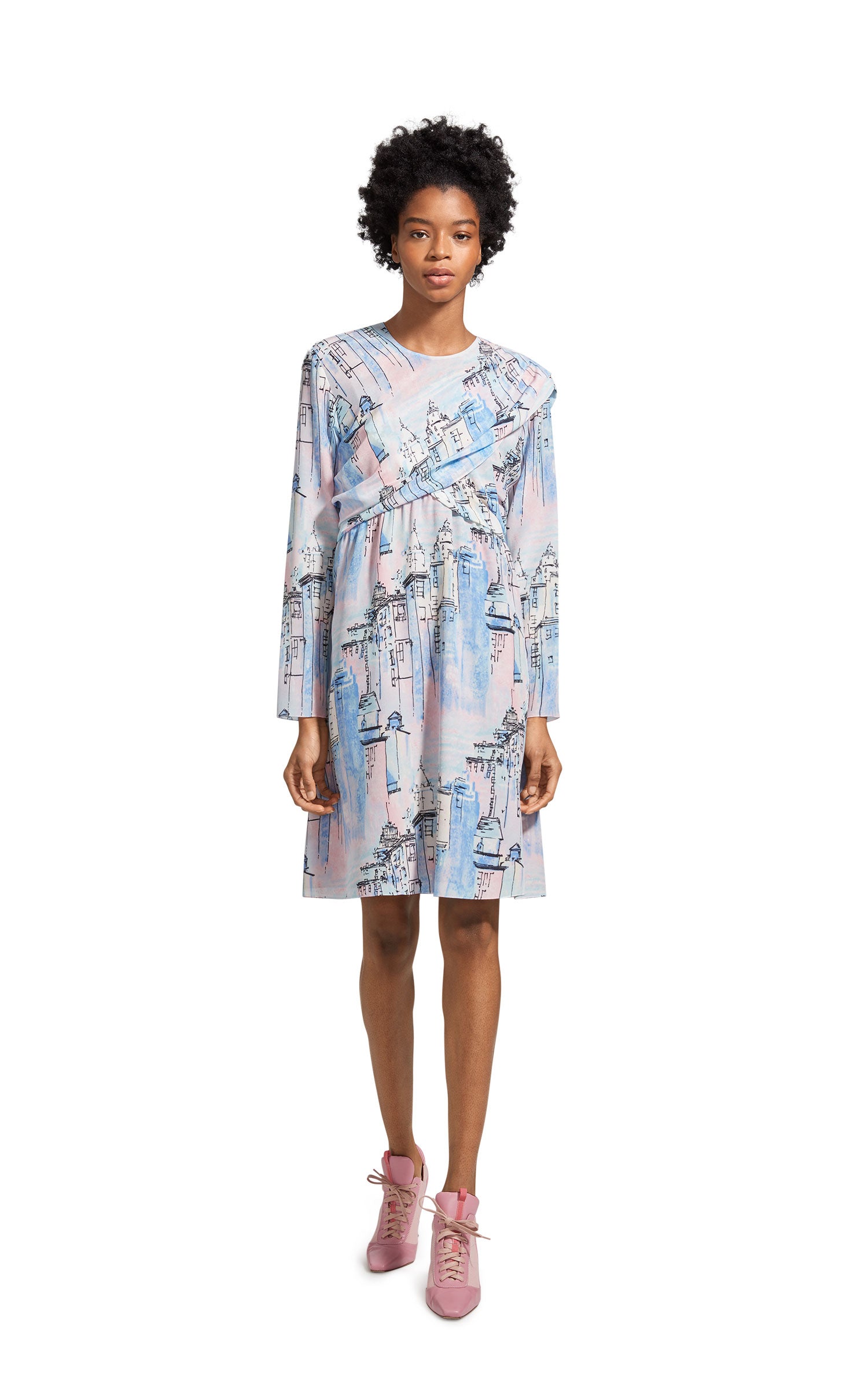 Oksana City Print Wrap Mini Dress