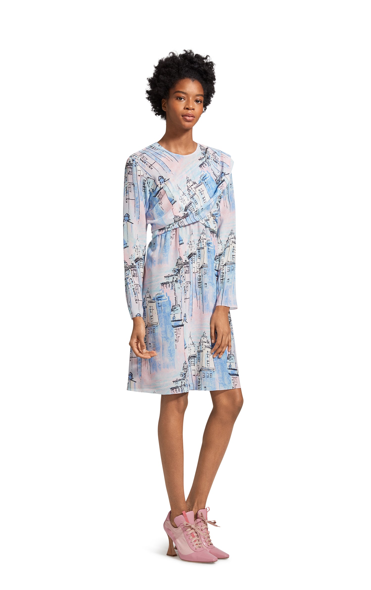 Oksana City Print Wrap Mini Dress