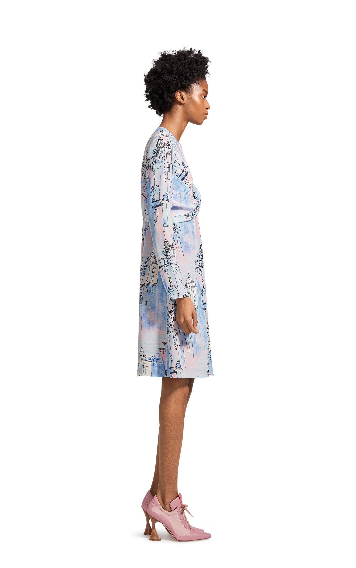 Oksana City Print Wrap Mini Dress