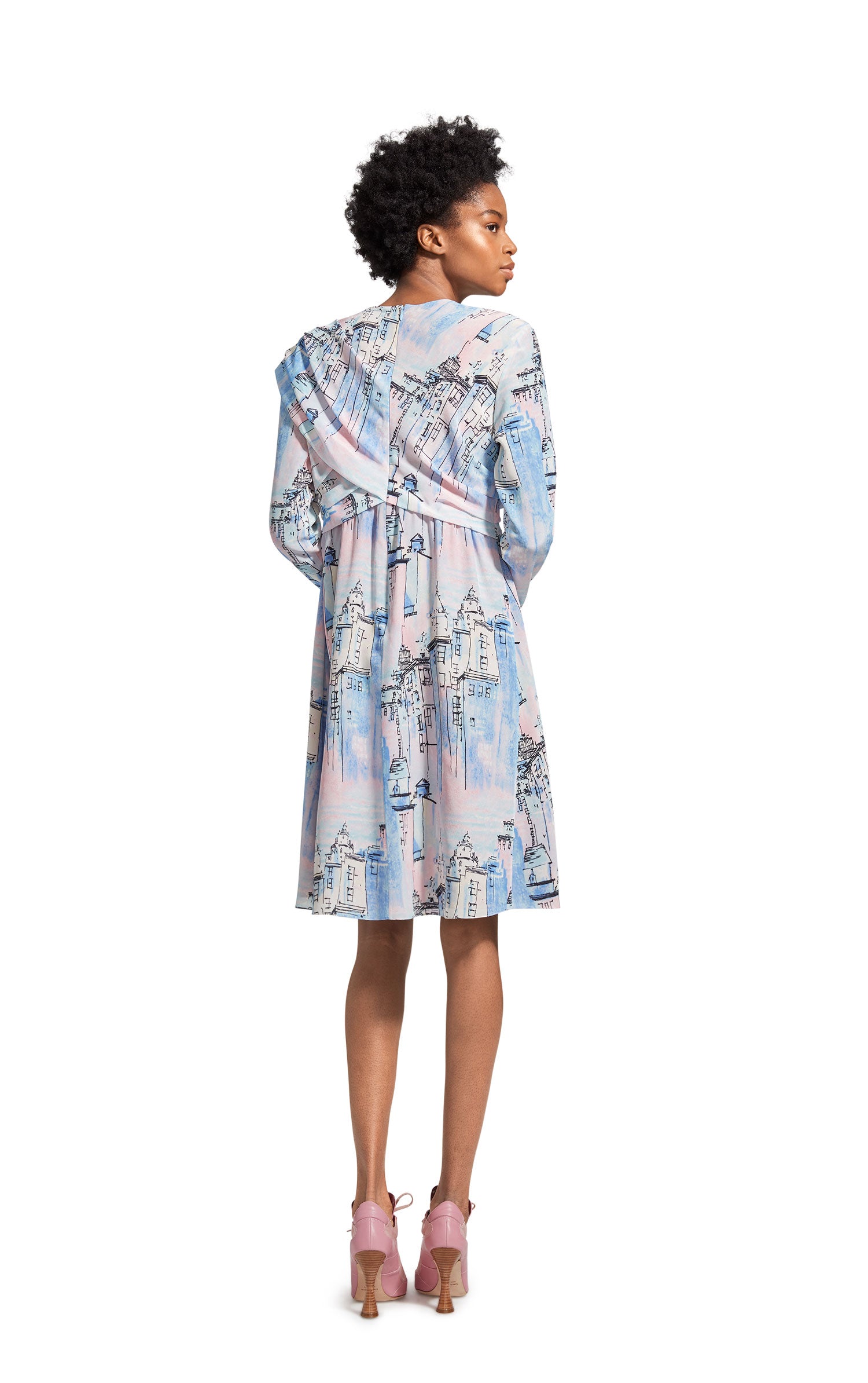 Oksana City Print Wrap Mini Dress