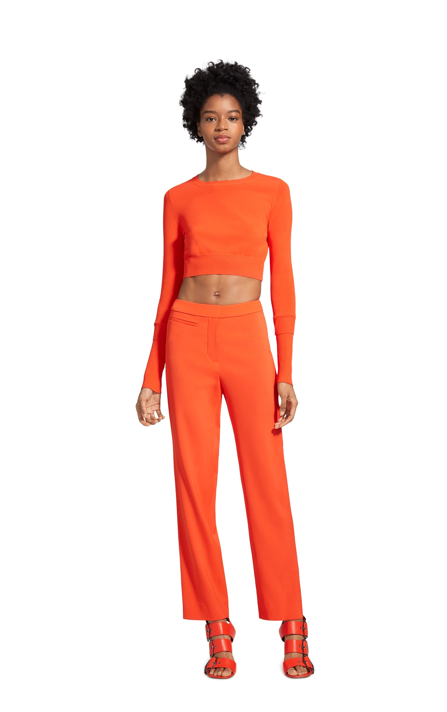 Gwin Fine Crepe Crop Crew Sweater