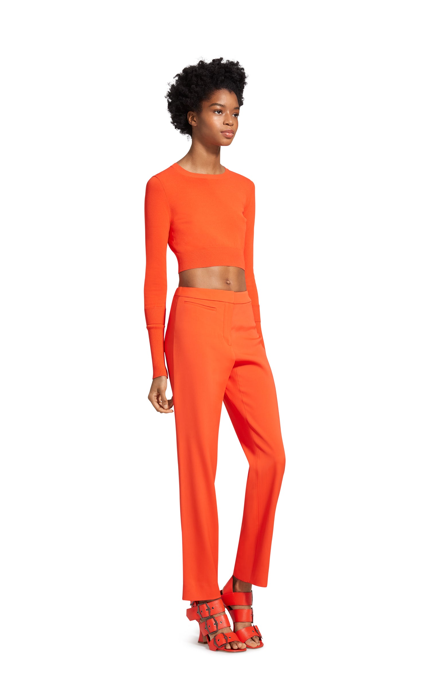Gwin Fine Crepe Crop Crew Sweater