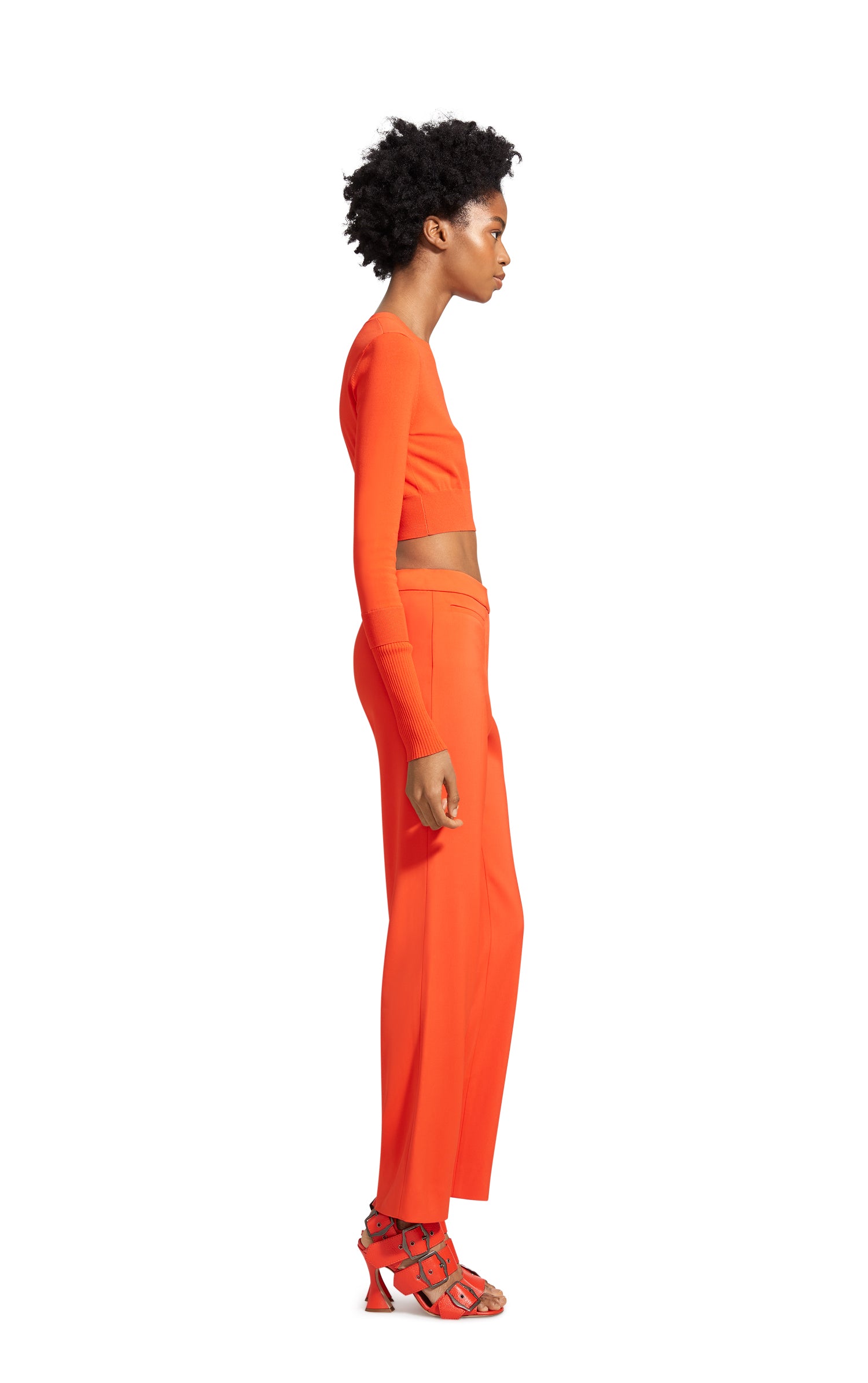 Gwin Fine Crepe Crop Crew Sweater