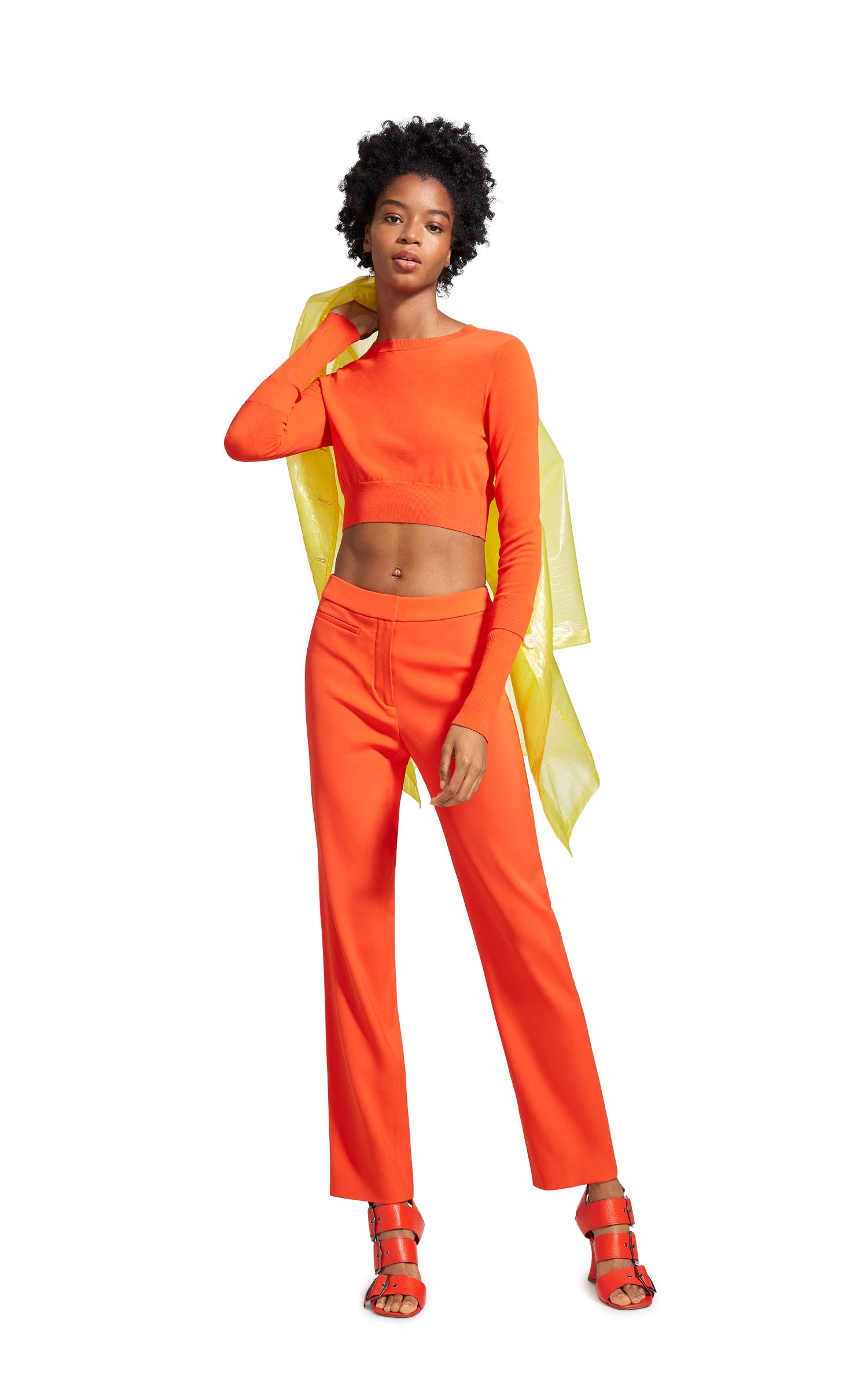 Gwin Fine Crepe Crop Crew Sweater