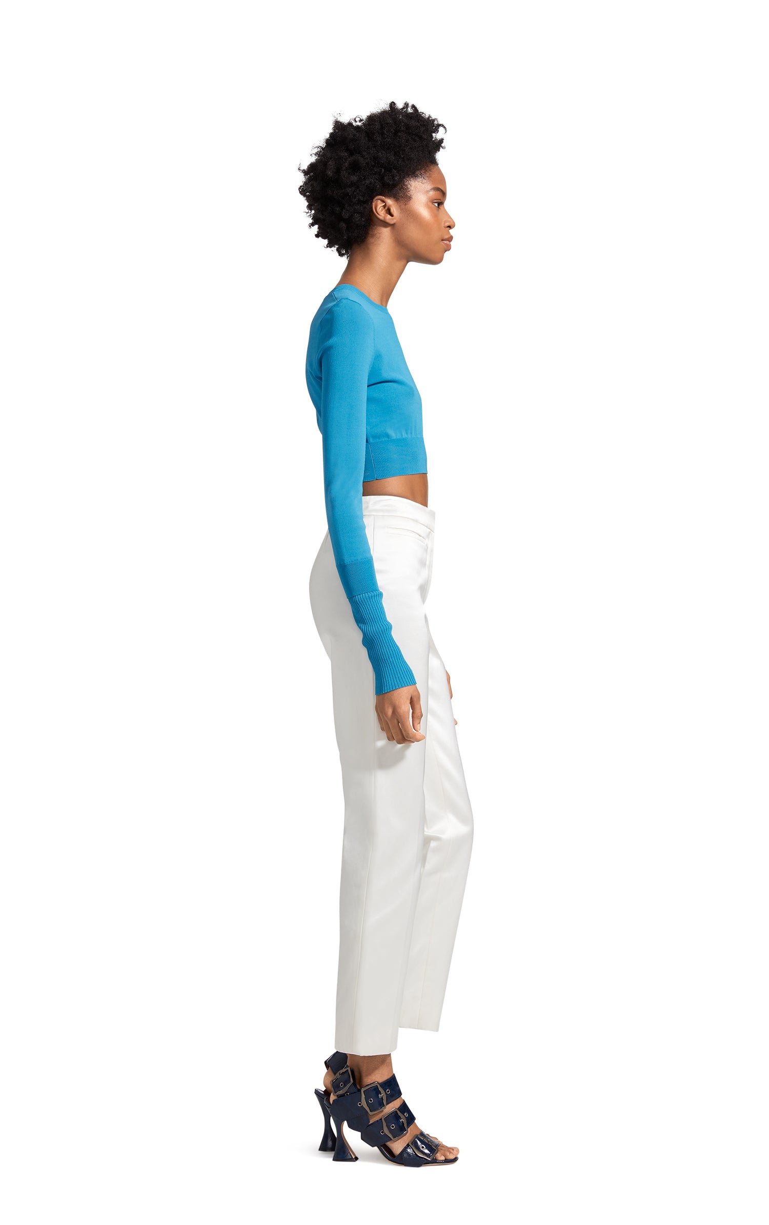 Gwin Fine Crepe Crop Crew Sweater