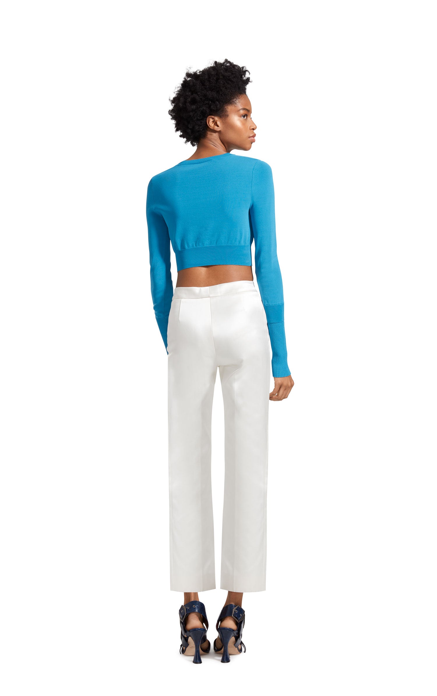 Gwin Fine Crepe Crop Crew Sweater